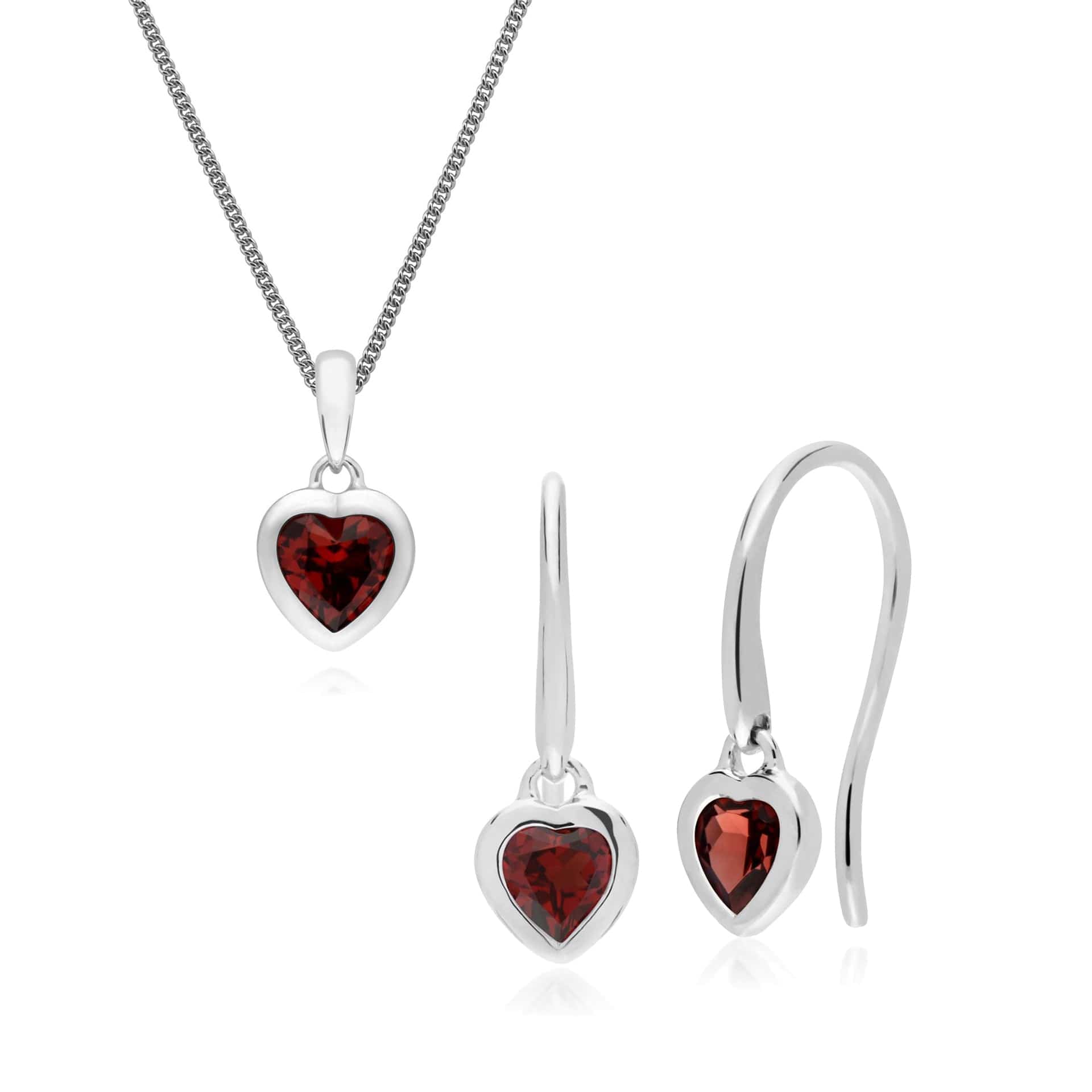 Classic Heart Garnet Earrings & Pendant Set Image 1