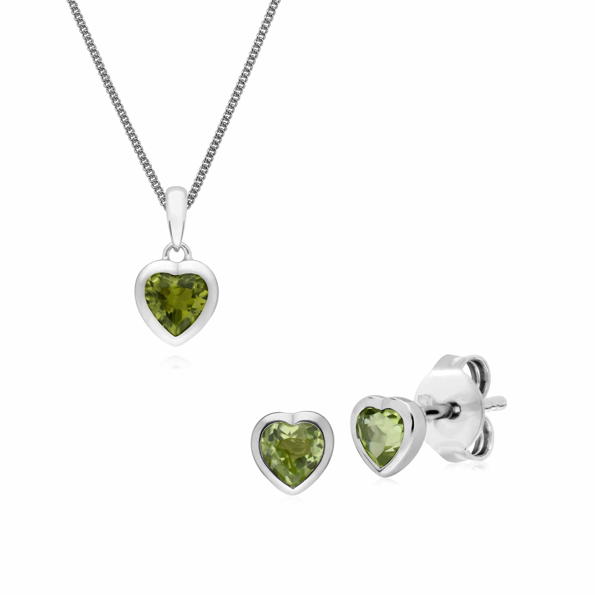Classic Heart Peridot Stud Earrings & Pendant Set Image 1