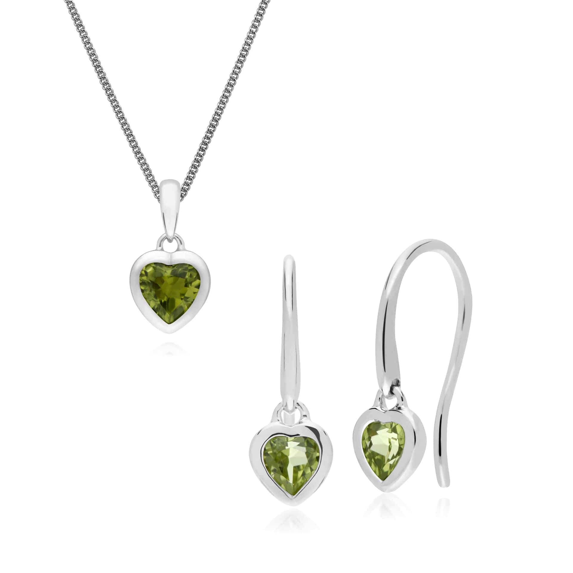Classic Heart Peridot Earrings & Pendant Set Image 1