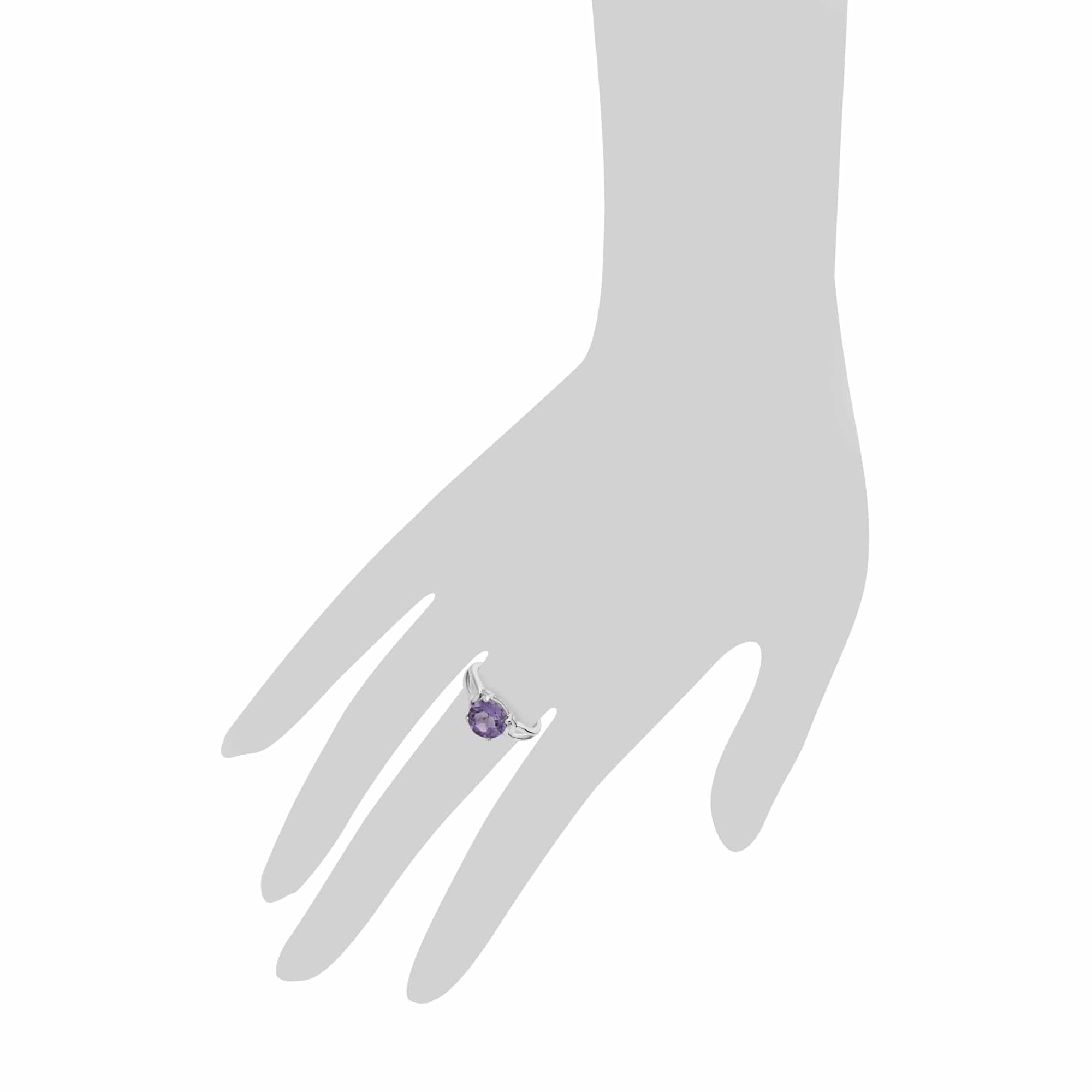 Classic Round Amethyst Split Shank Ring in 925 Sterling Silver - Gemondo