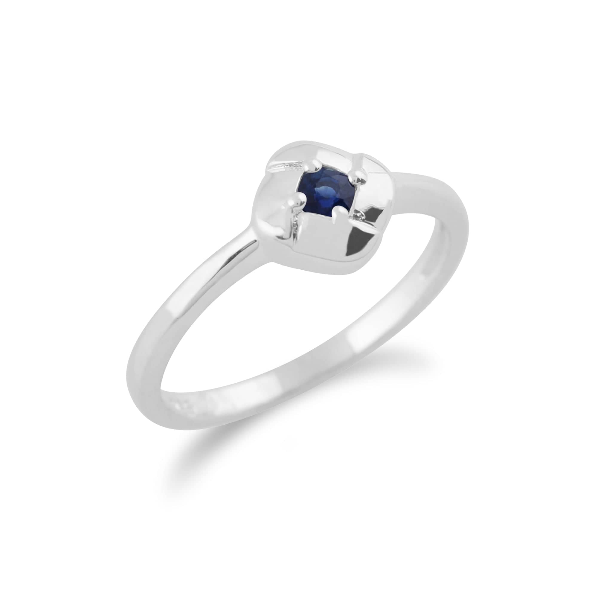Gemondo 925 Sterling Silver 0.13ct Sapphire Square Crossover Ring