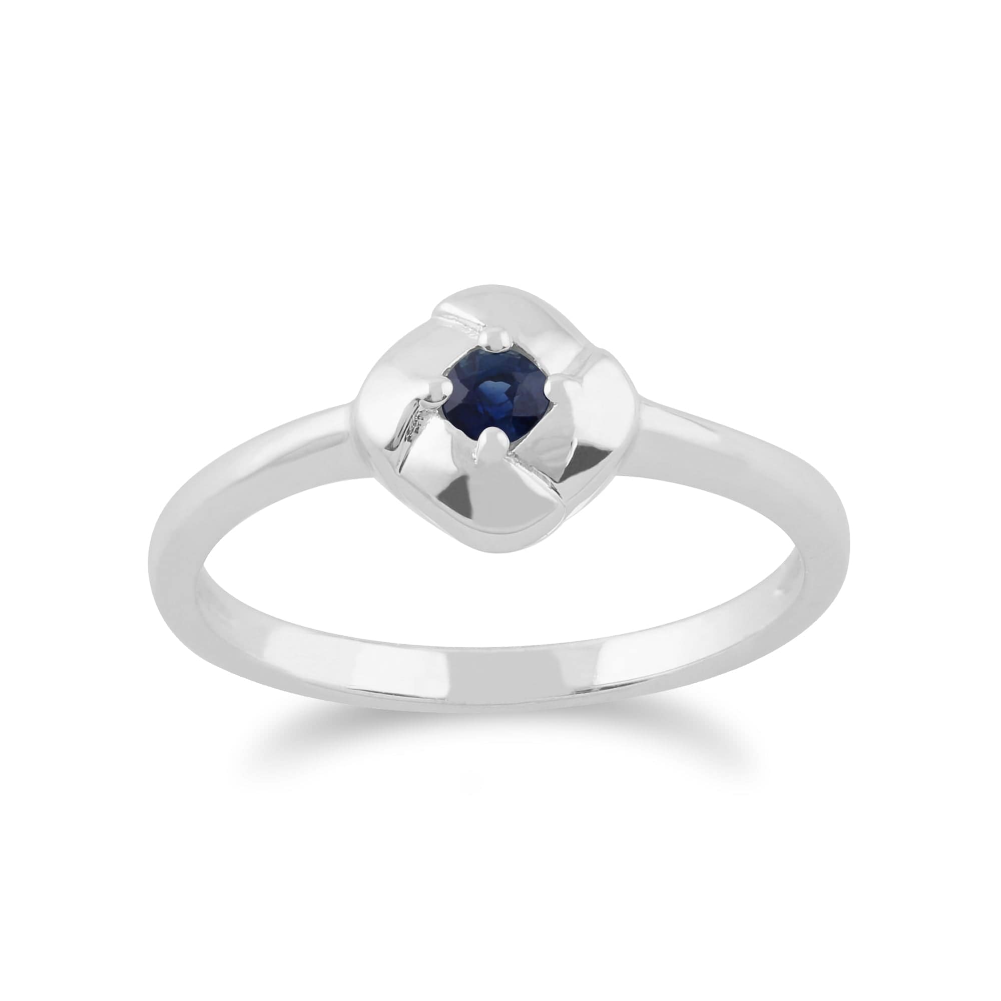 Gemondo 925 Sterling Silver 0.13ct Sapphire Square Crossover Ring Image