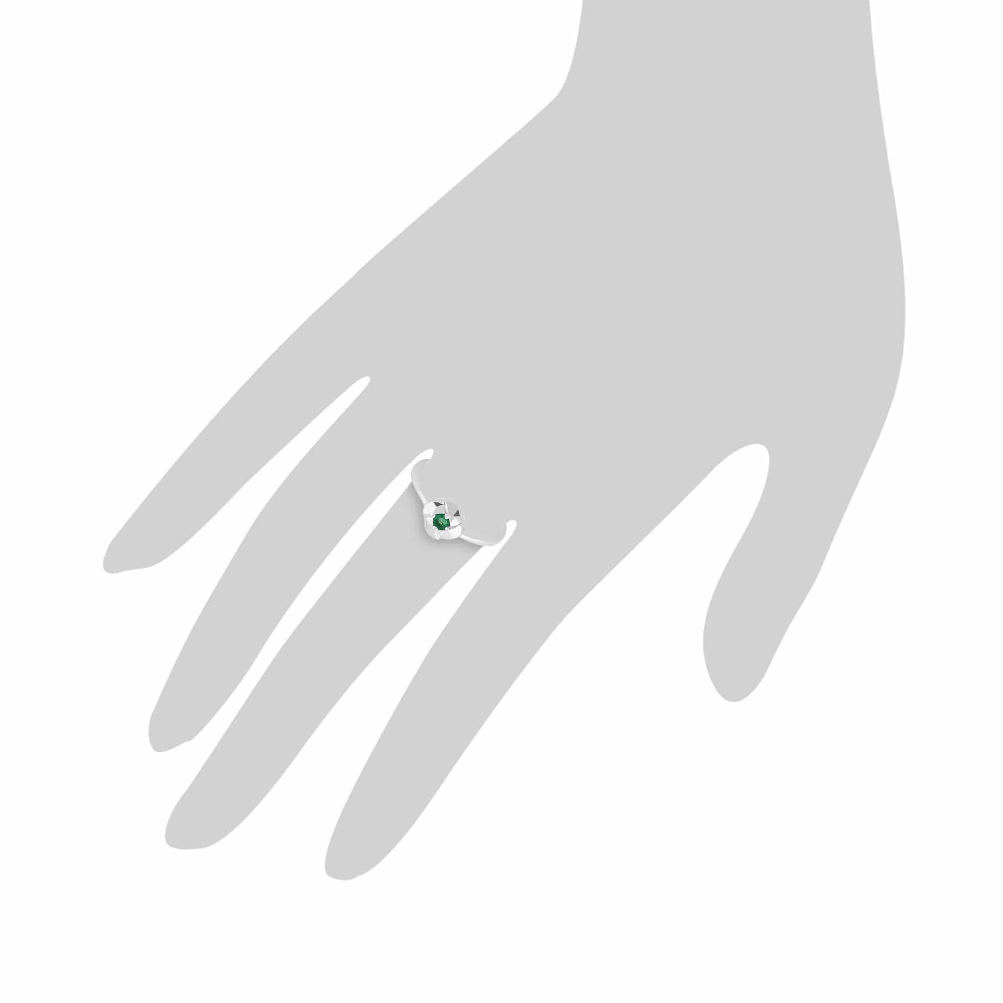 Gemondo 925 Sterling Silver 0.11ct Emerald Square Crossover Ring Image 3