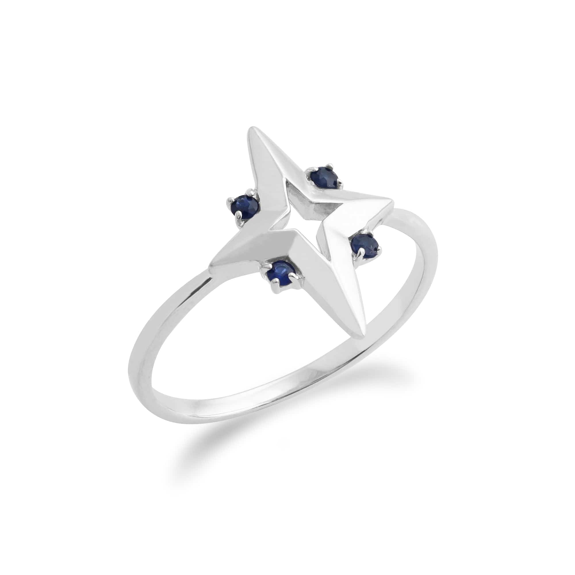 Gemondo Sterling Silver 0.07ct Blue Sapphire Star Ring Image 1