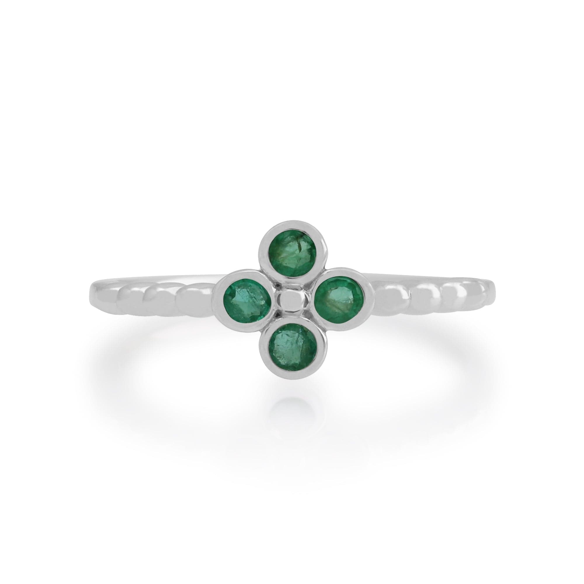 270R048201925 Gemondo Sterling Silver 0.19ct Emerald Cluster Ring 2