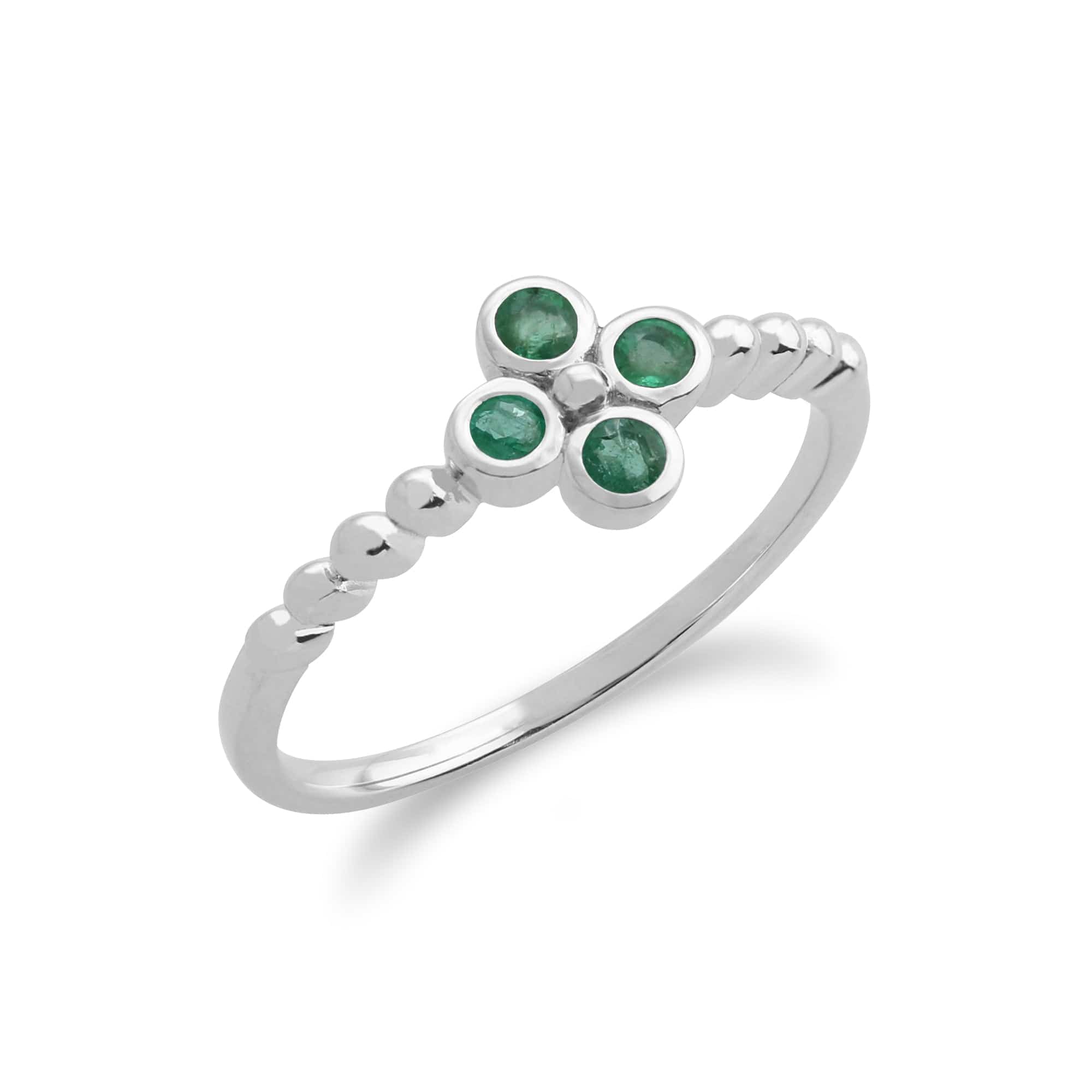 Gemondo Sterling Silver 0.19ct Emerald Cluster Ring Image 1
