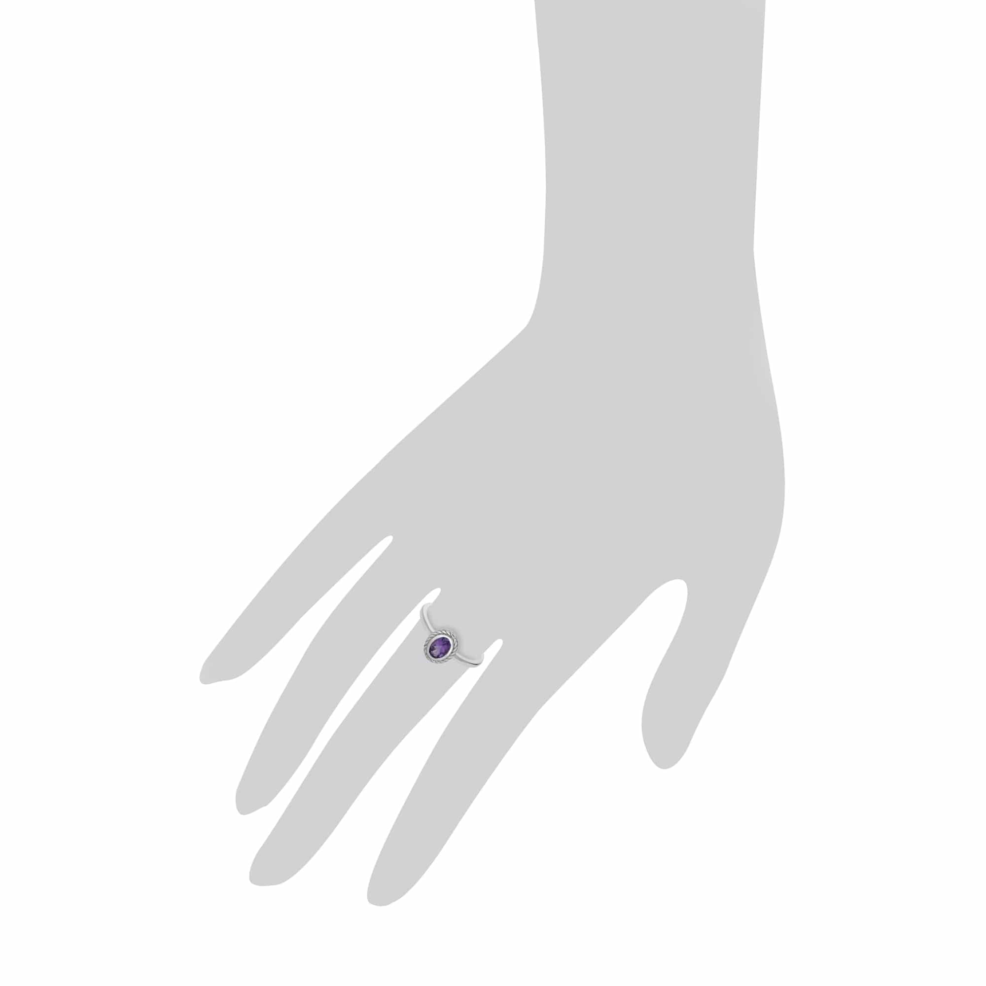 Classic Oval Amethyst Rope Design Ring in 925 Sterling Silver - Gemondo