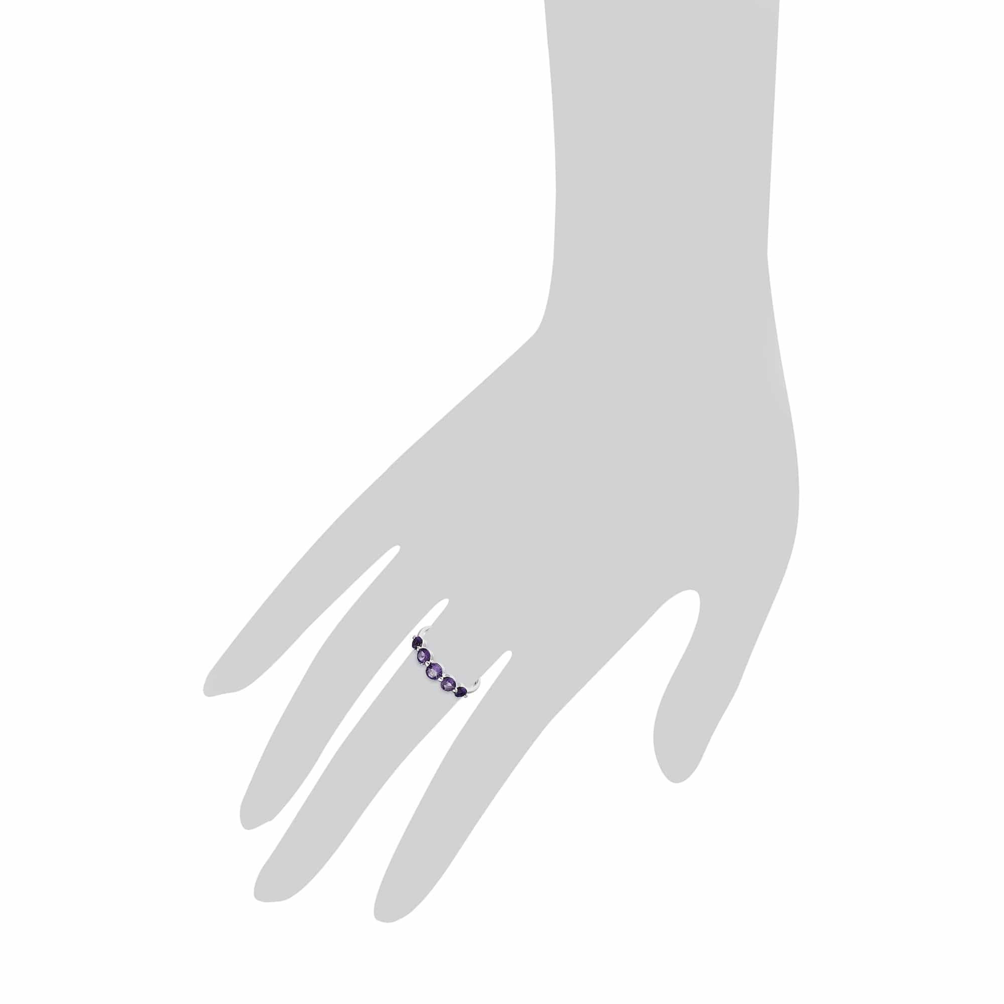 Essential Round Amethyst Five Stone Gradient Ring in 925 Sterling Silver - Gemondo