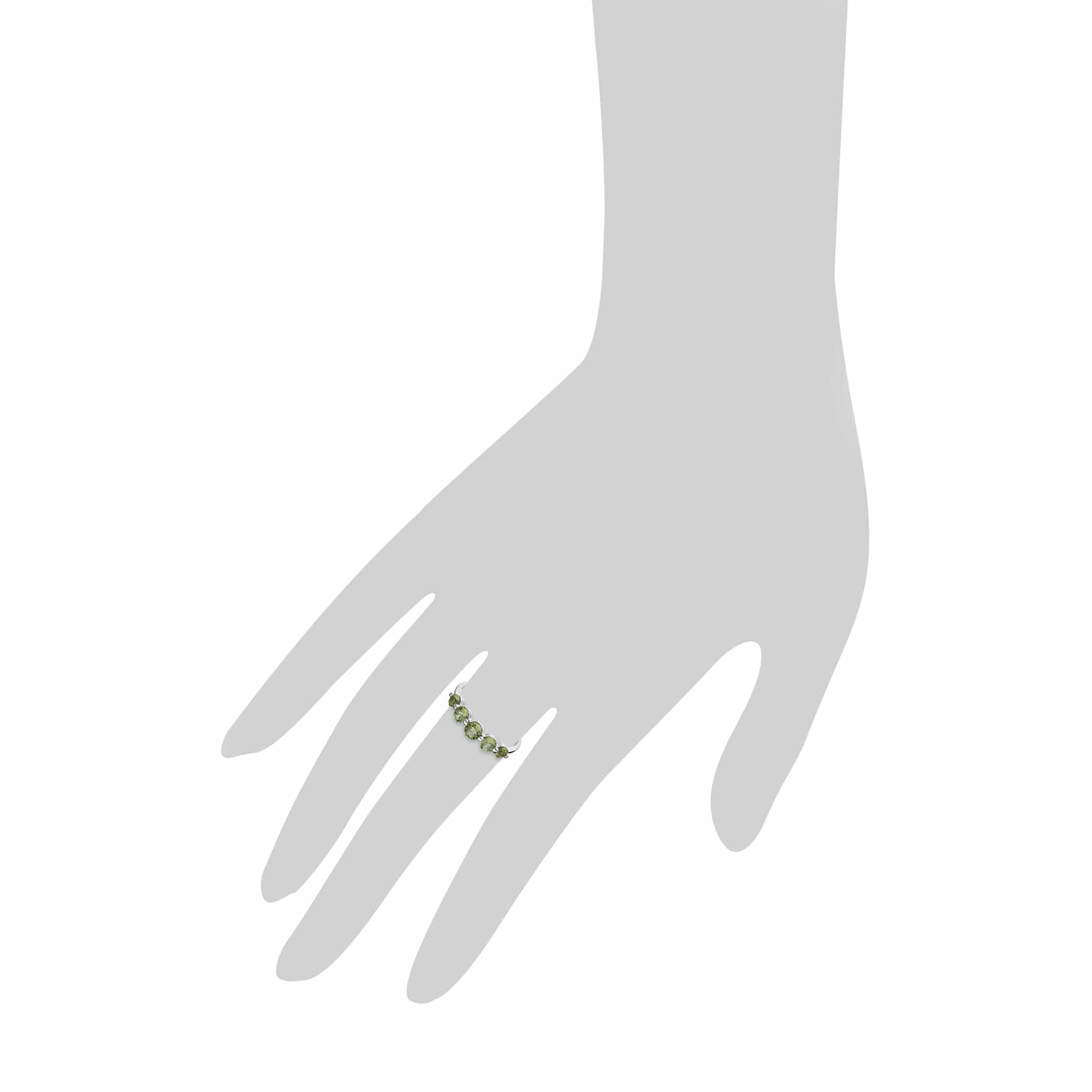 Essential Round Peridot Five Stone Gradient Ring in 925 Sterling Silver - Gemondo