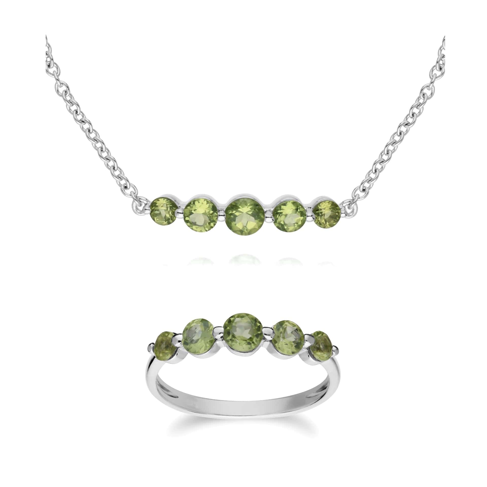 Classic  Peridot Five Stone Bracelet &  Ring Set Image 1
