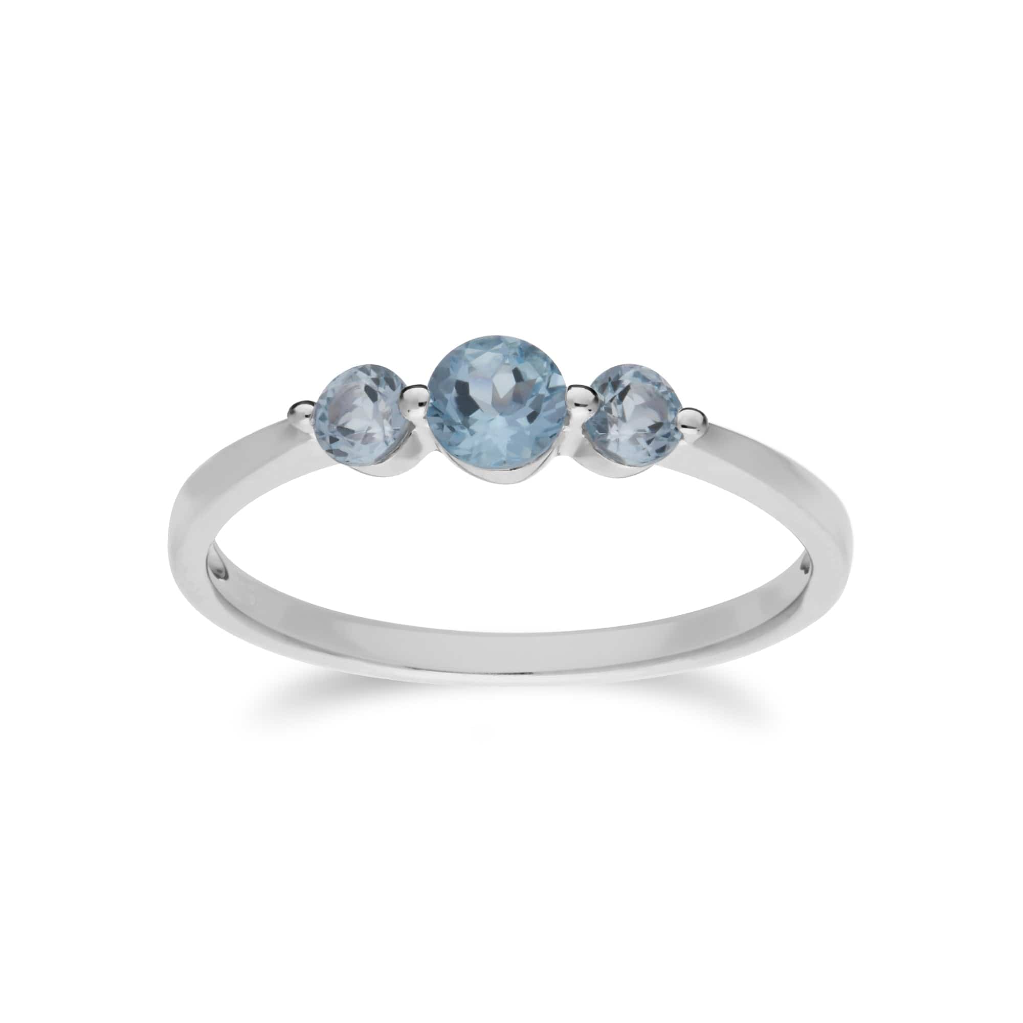 Classic  Blue Topaz Three Stone Bracelet & Trilogy Ring Set Image 3