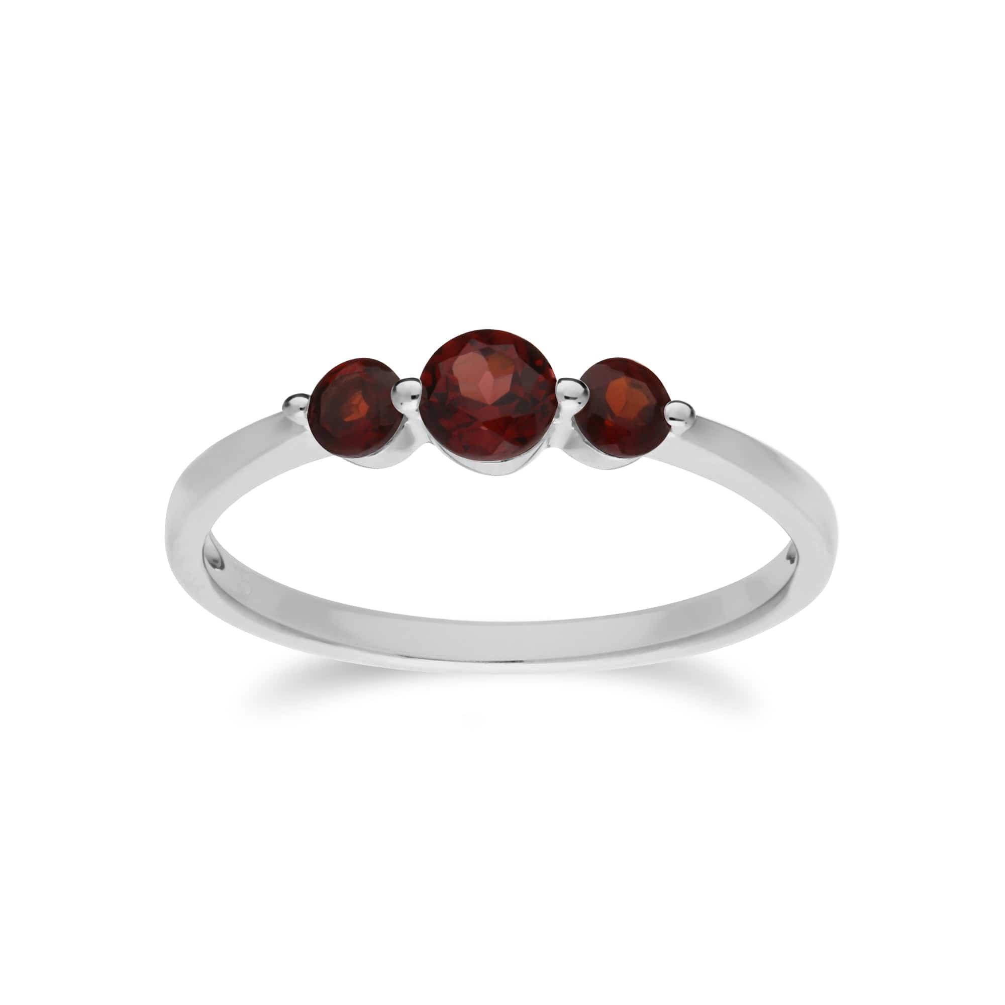 270R056002925 Essential Round Garnet Three Stone Gradient Ring in 925 Sterling Silver 1