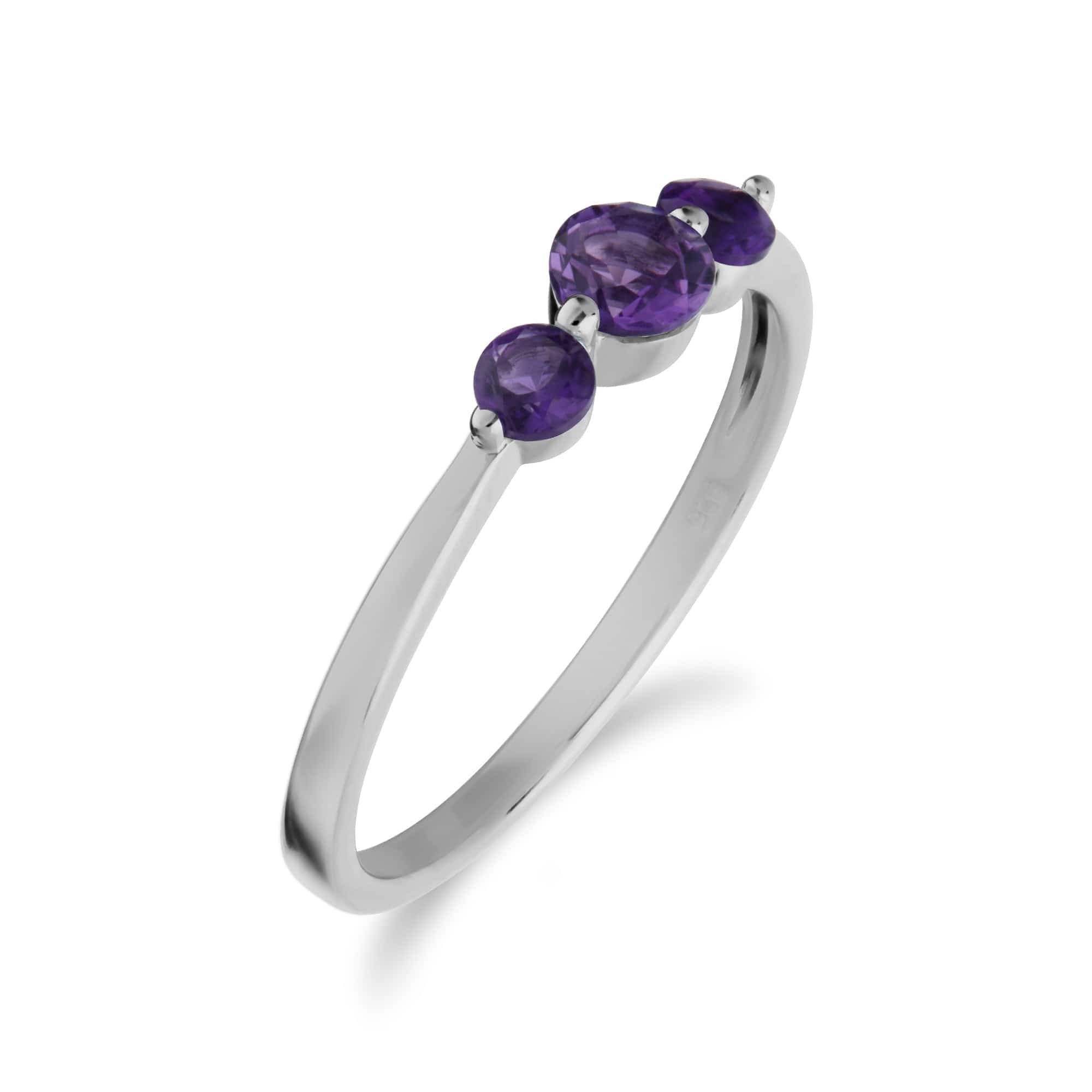 270R056003925 Essential Round Amethyst Three Stone Gradient Ring in 925 Sterling Silver 2