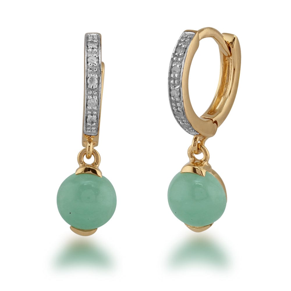 Classic Jade & Diamond Hoop Earrings Vermeil