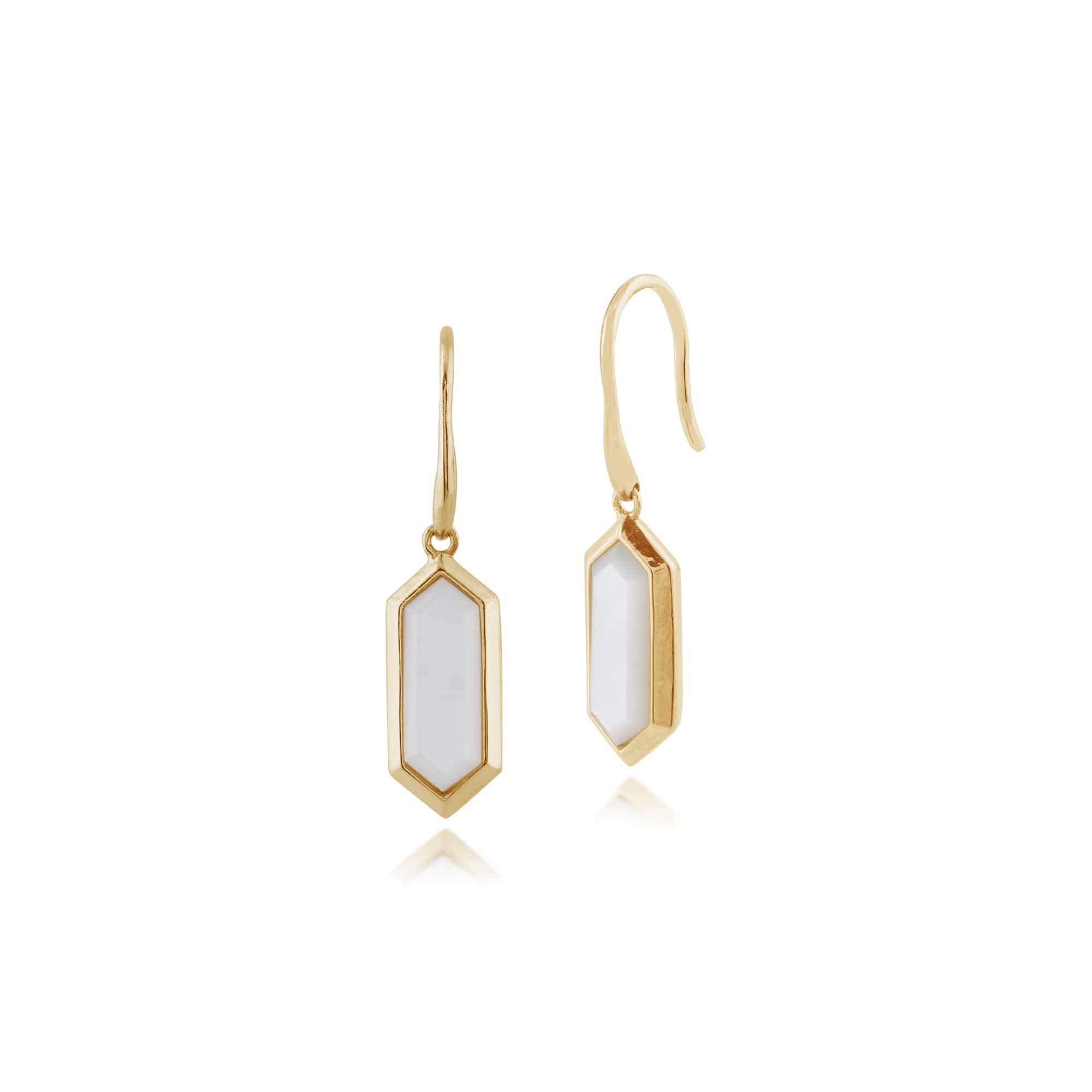 Gemondo 925 Gold Plated Silver 2ct Mother of Pearl Hexagonal Prism Drop Earrings Image