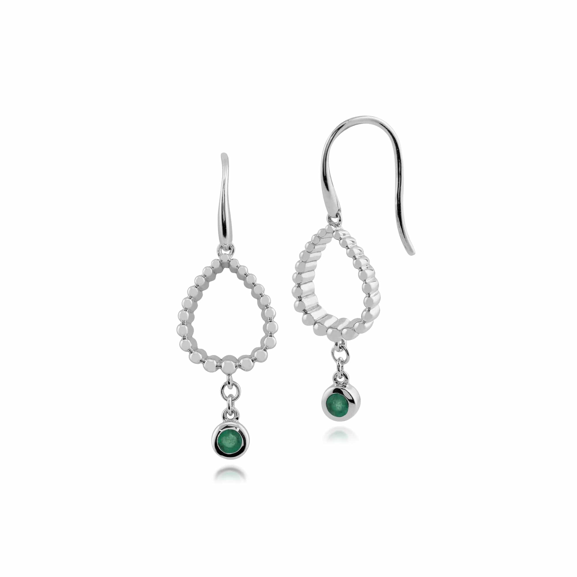 Gemondo 925 Sterling Silver 0.14ct Emerald Drop Earrings Image