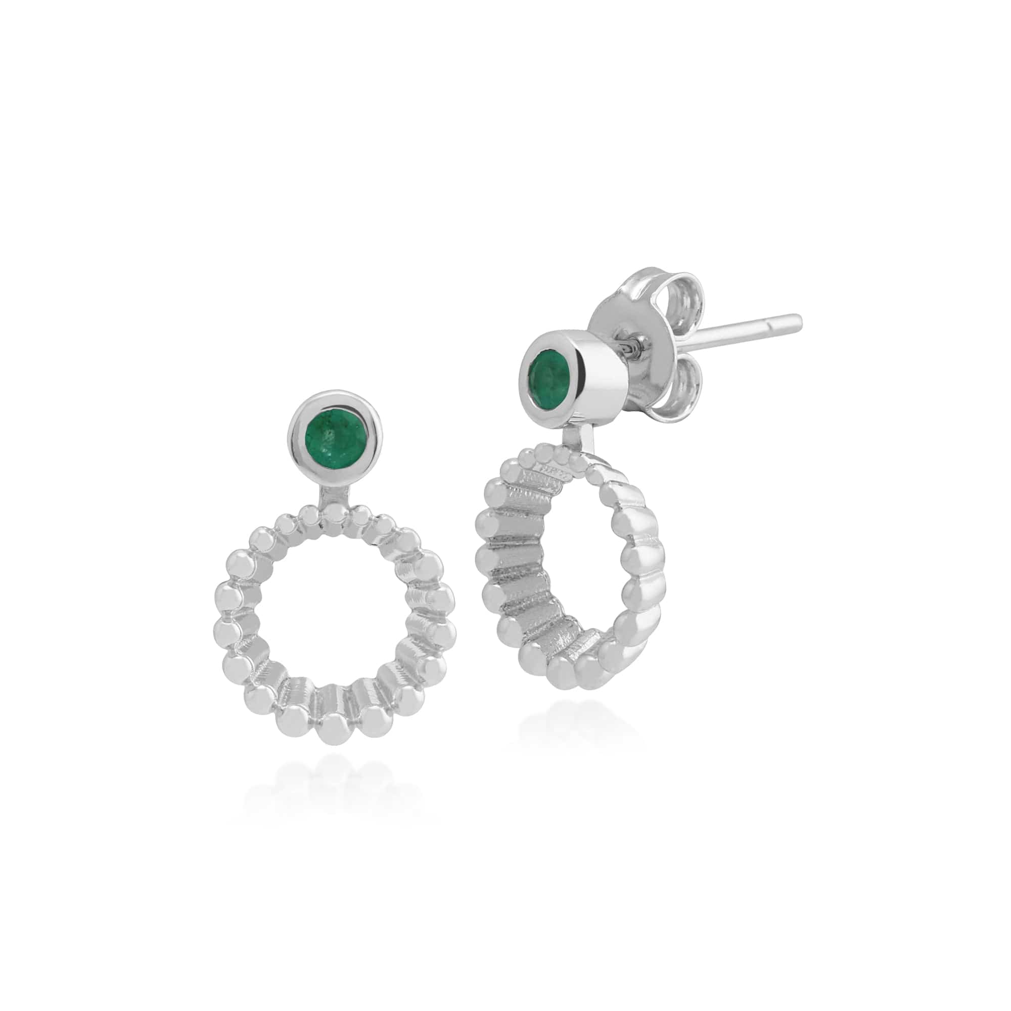 Gemondo 925 Sterling Silver 0.14ct Emerald Drop Earrings Image