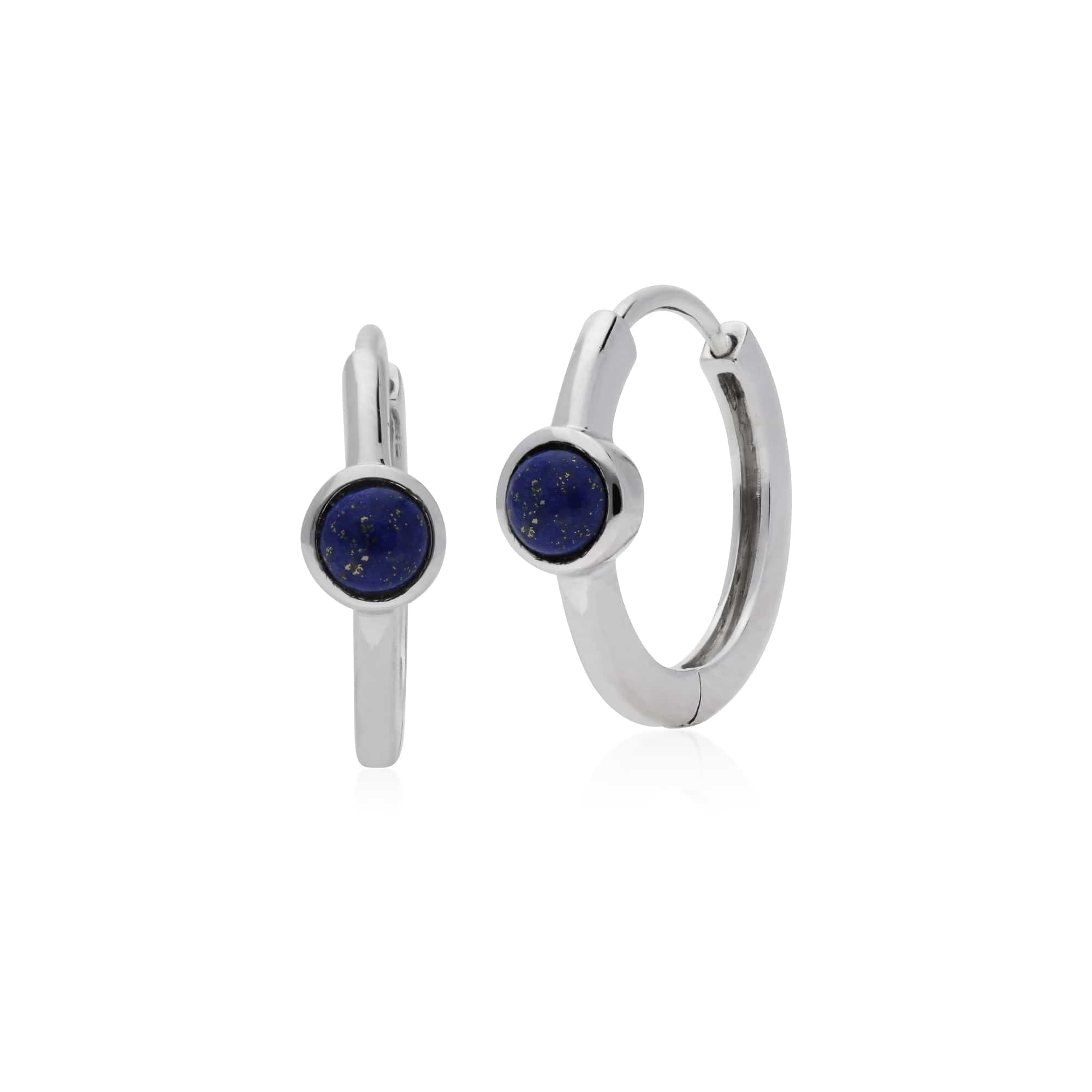 Gemondo Sterling Silver Lapis Lazuli Single Stone Hoop Earrings Image
