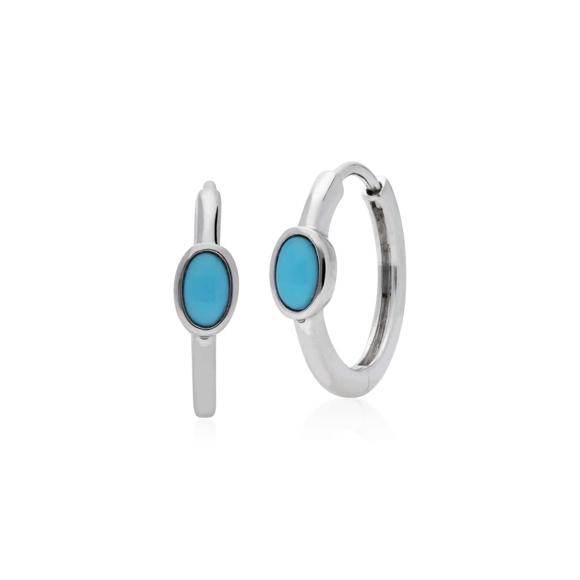 271E018501925 Gemondo Sterling Silver Turquoise Single Stone Hoop Earrings 1