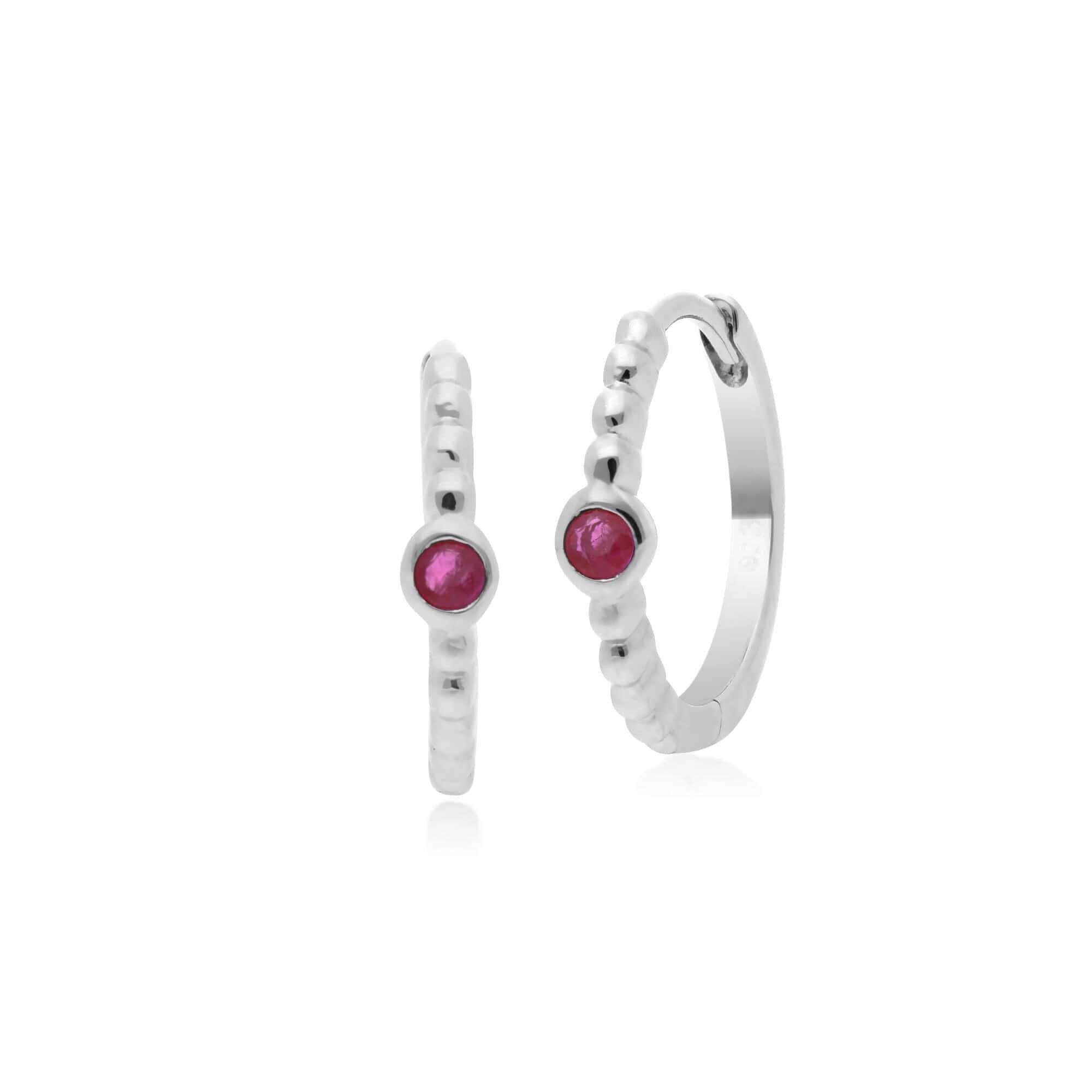 Essential Round Ruby Hinged Hoop Earrings in 925 Sterling Silver  - Gemondo