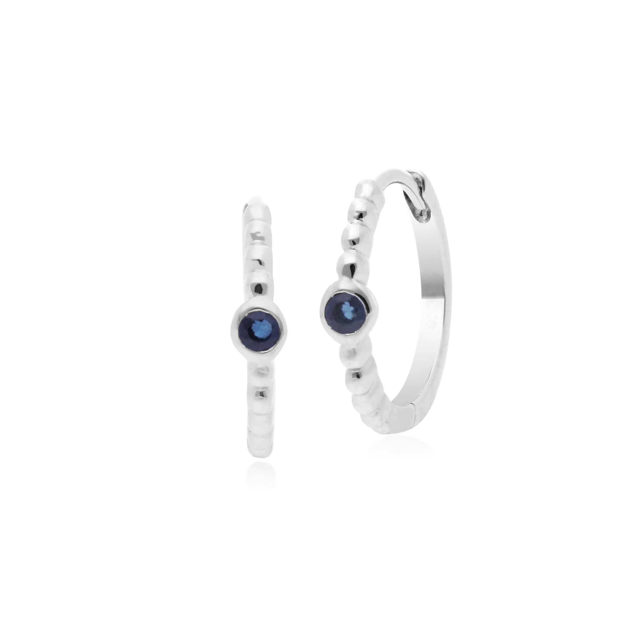 271E018602925 Gemondo Sterling Silver 0.12 Sapphire September Birthstone Hoop Earring 1