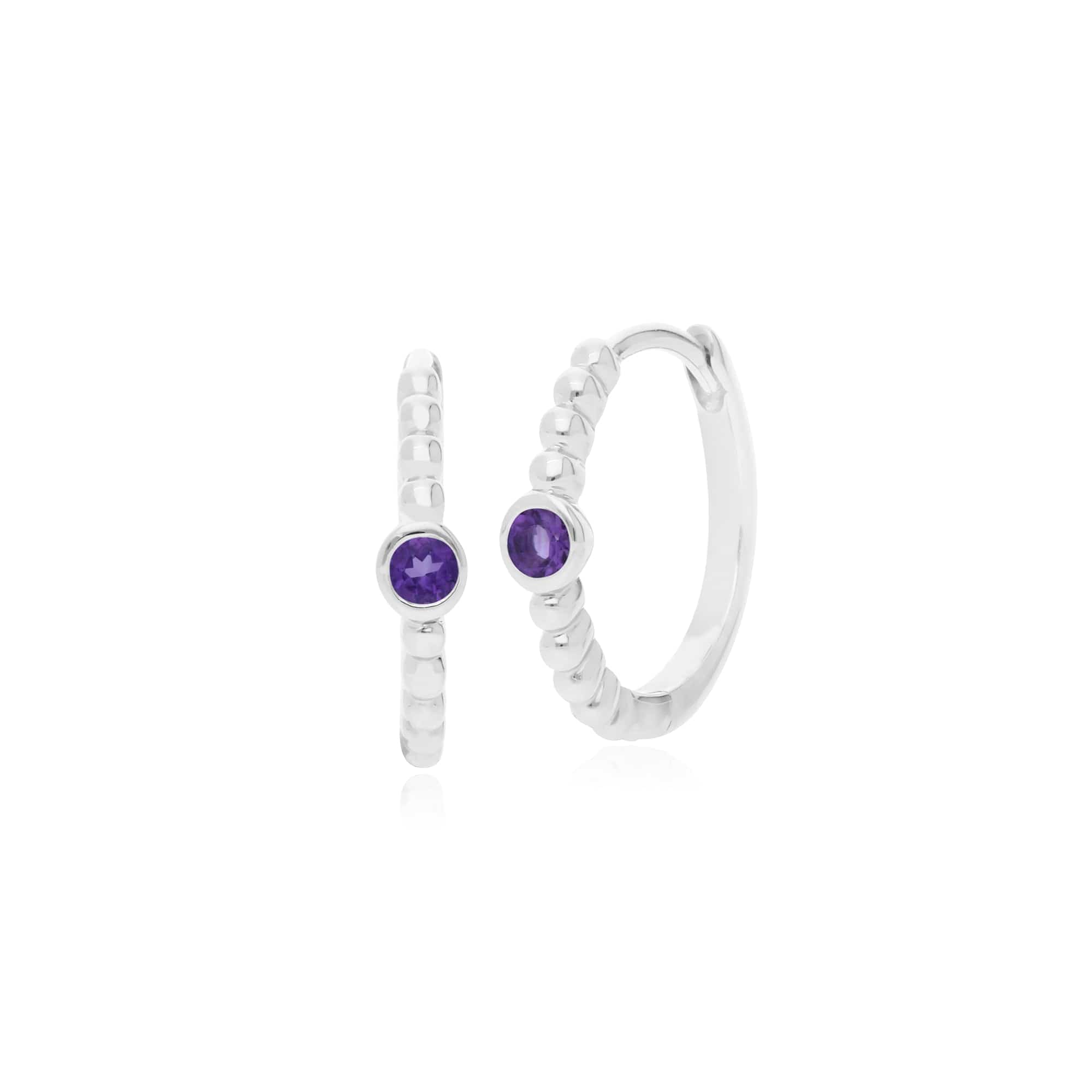 Gemondo Sterling Silver 0.08ct Amethyst February Birthstone Hoop Earring - Gemondo