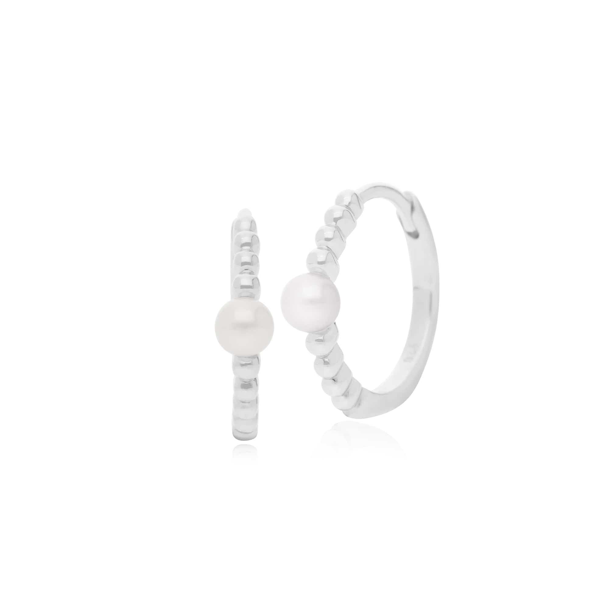 271E018901925 Gemondo Sterling Silver 0.28ct Pearl June Birthstone Hoop Earring 1