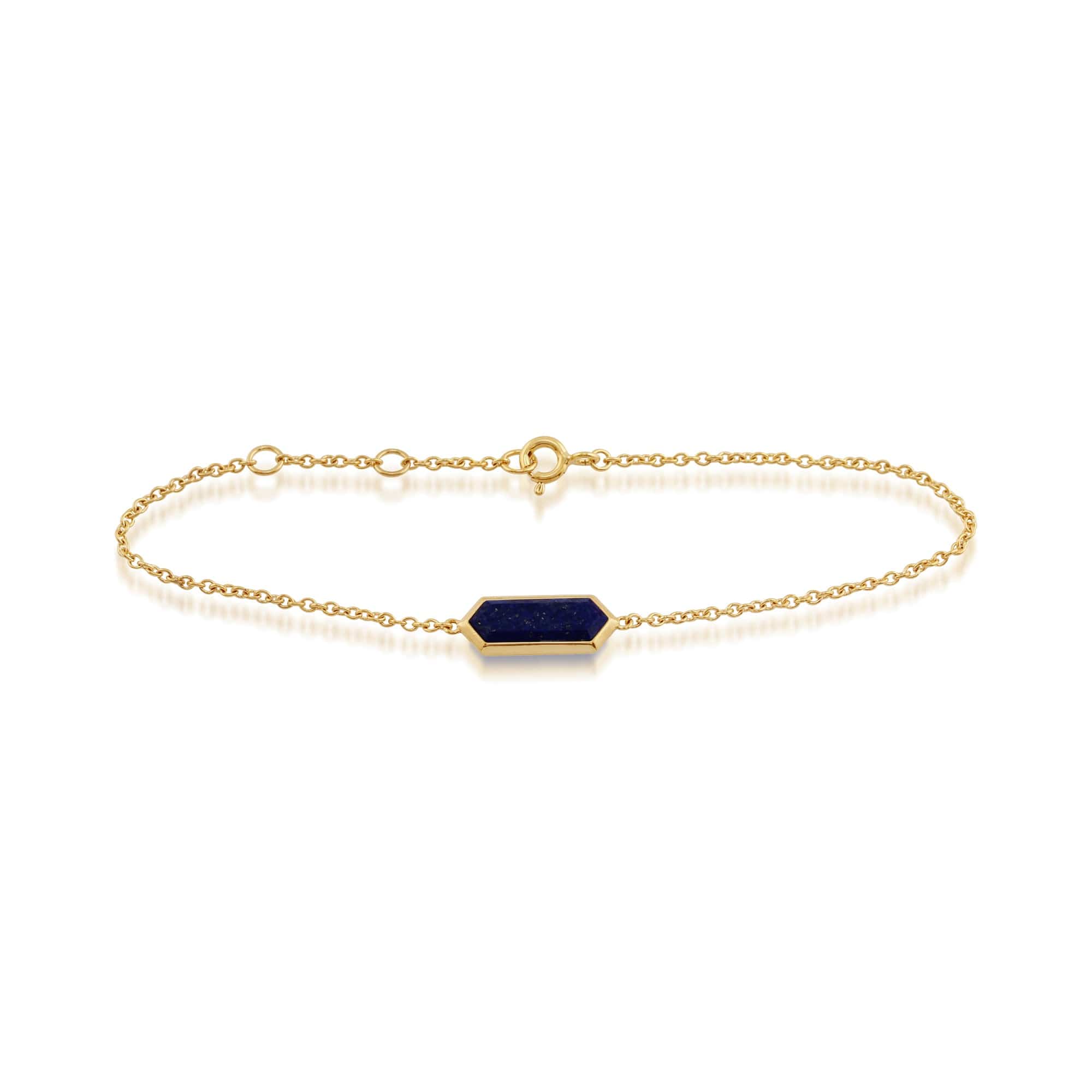 Geometric Hexagon Lapis Lazuli Prism Gold Plated  Bracelet