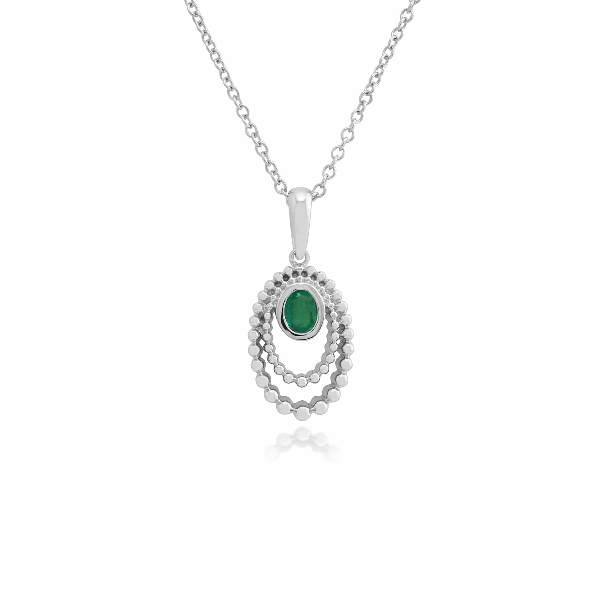 Gemondo 925 Sterling Silver 0.18ct Emerald Pendant on 45cm Chain Image