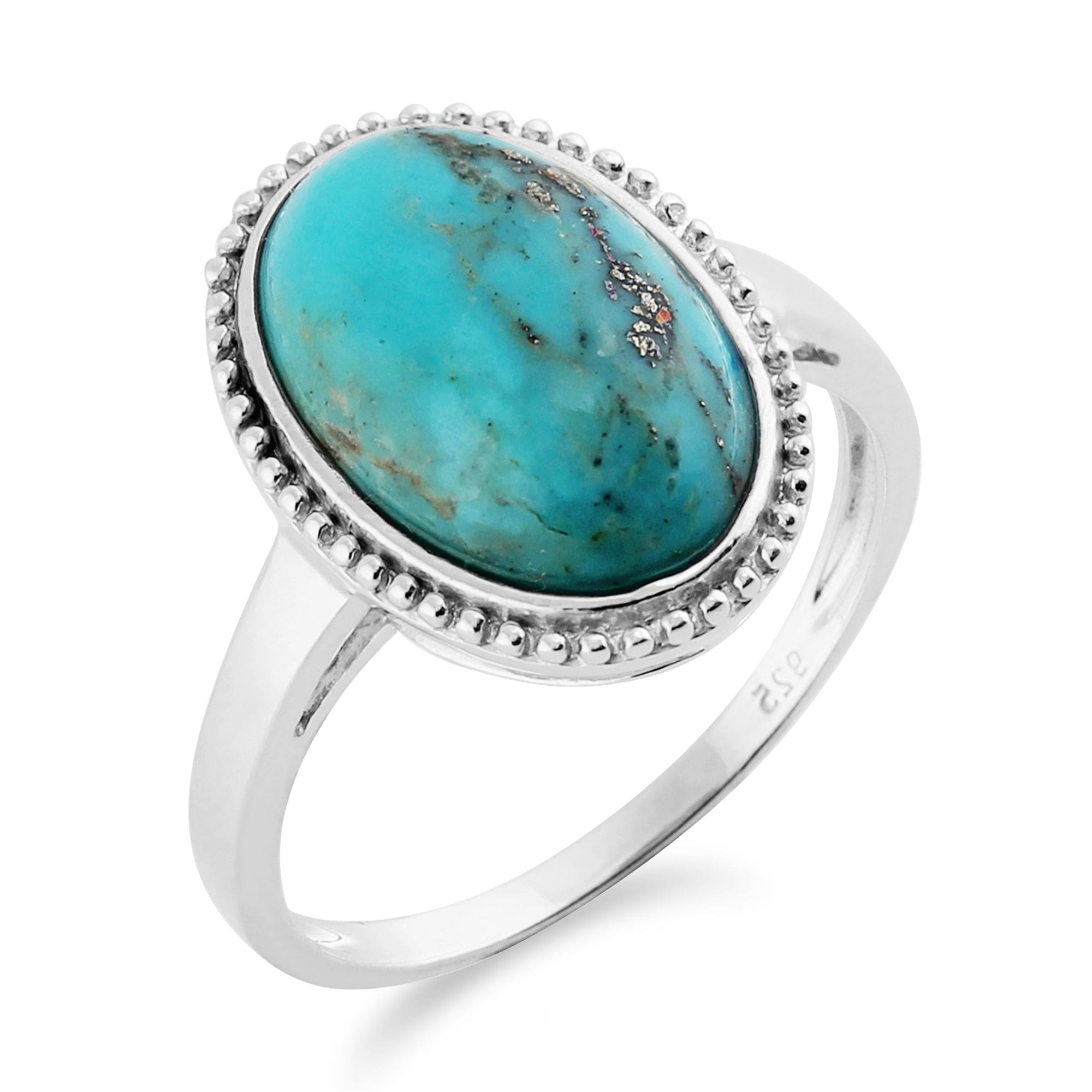 271R015901925 Gemondo Sterling Silver 4ct Turquoise Cabochon Oval Bezel Set Single Stone Ring 2