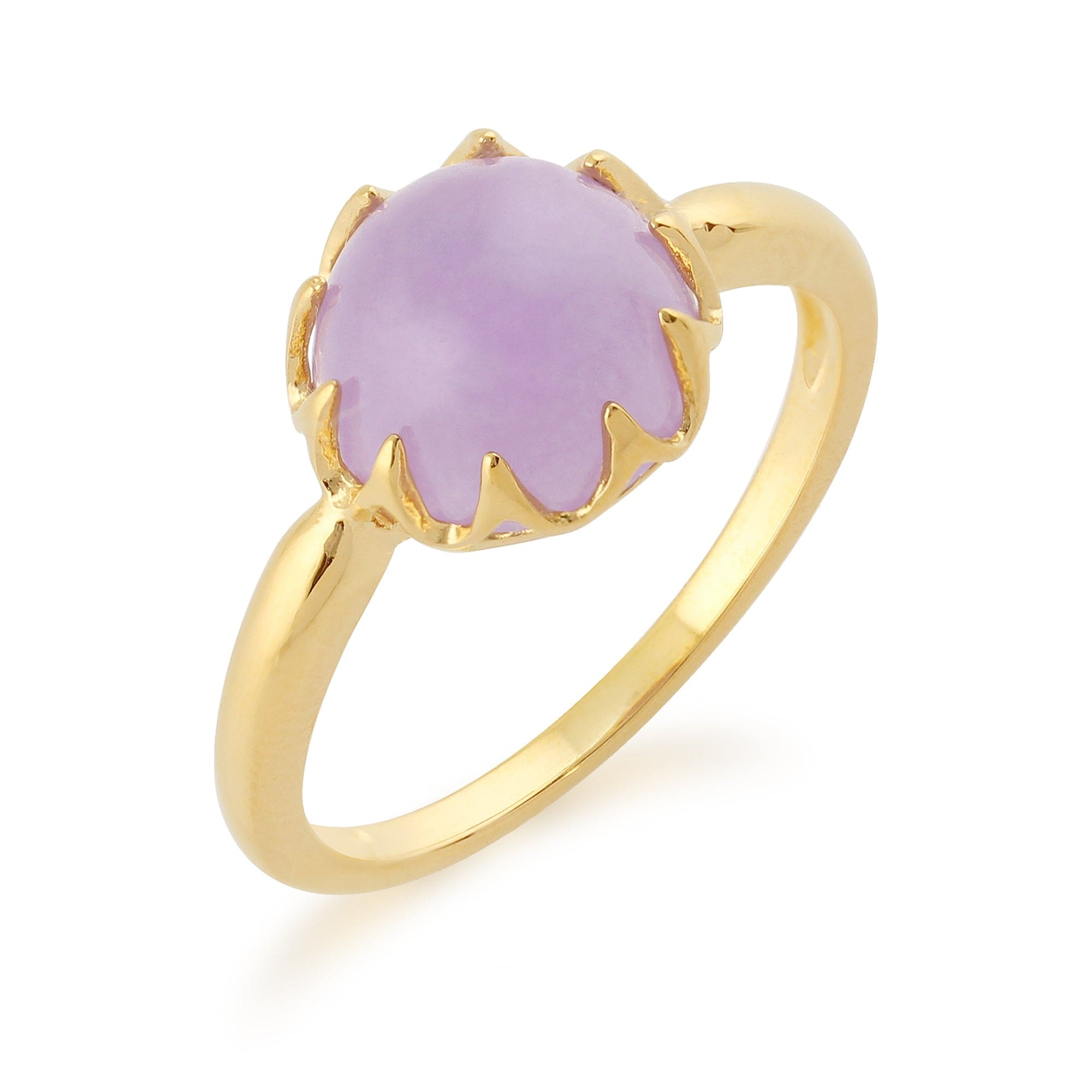271R016701925 Lavender Jade 'Calo' Pastel Ring in 9ct Yellow Gold Plated Sterling Silver 2