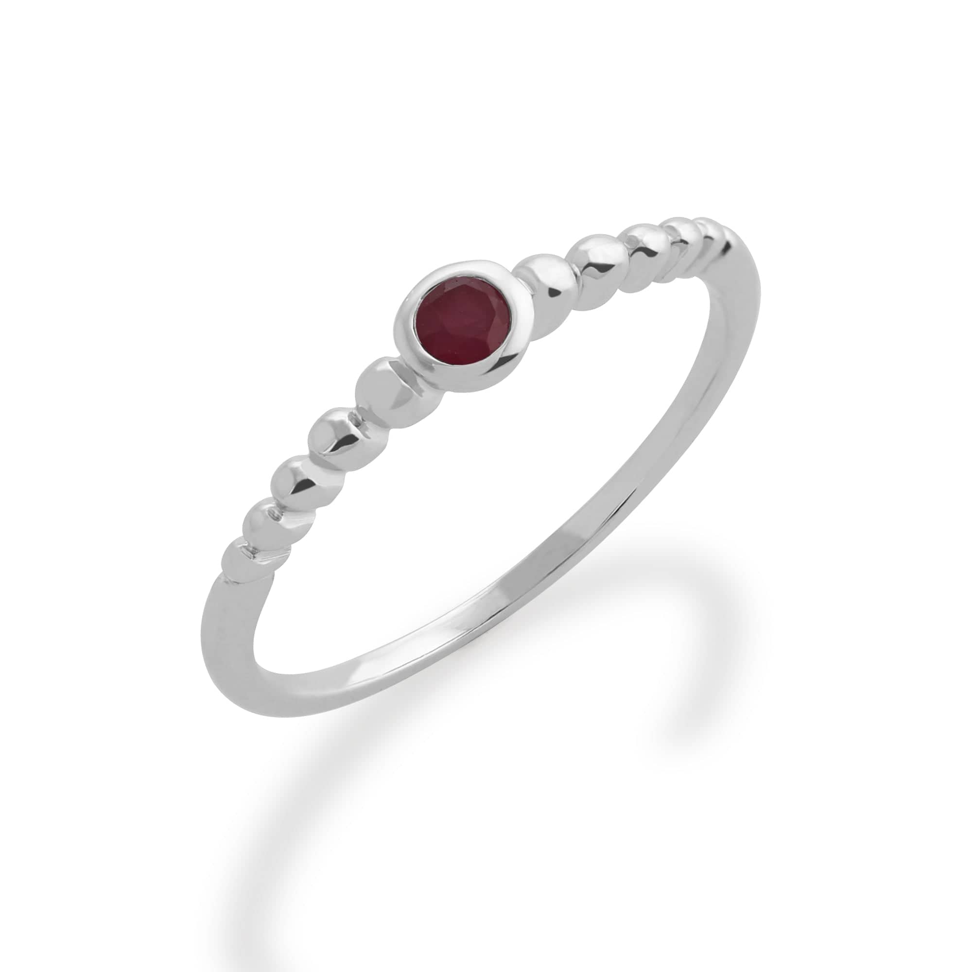 Essential Round Ruby Bezel Set Stack Ring in 925 Sterling Silver - Gemondo