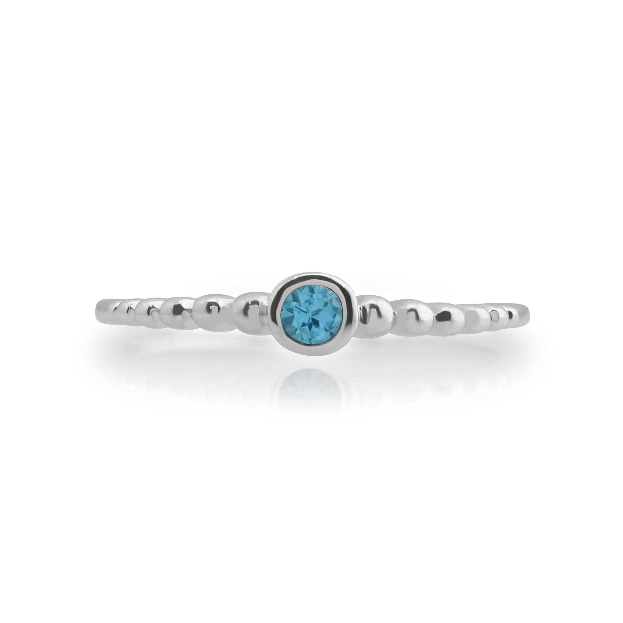 Essential Round Blue Topaz Bezel Set Stack Ring in 925 Sterling Silver - Gemondo