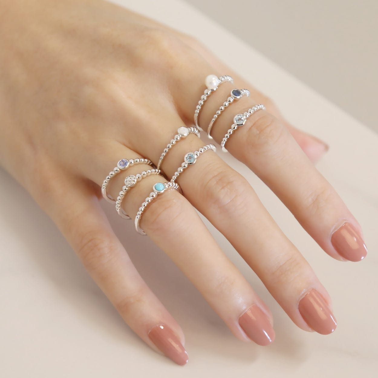 Essential Round Blue Topaz Bezel Set Stack Ring in 925 Sterling Silver - Gemondo