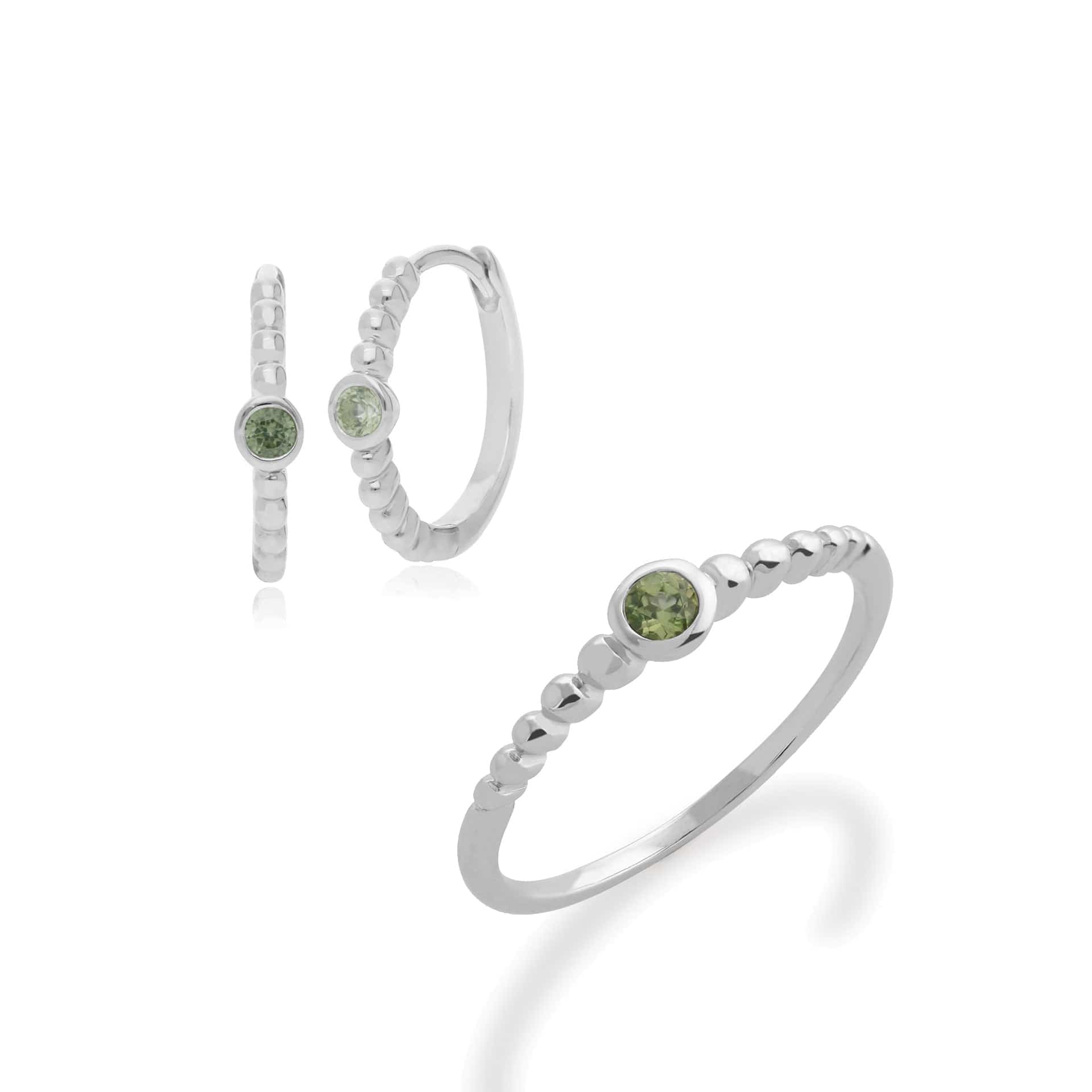Essential Peridot Bezel Hoop Earrings & Ring Set Image 1