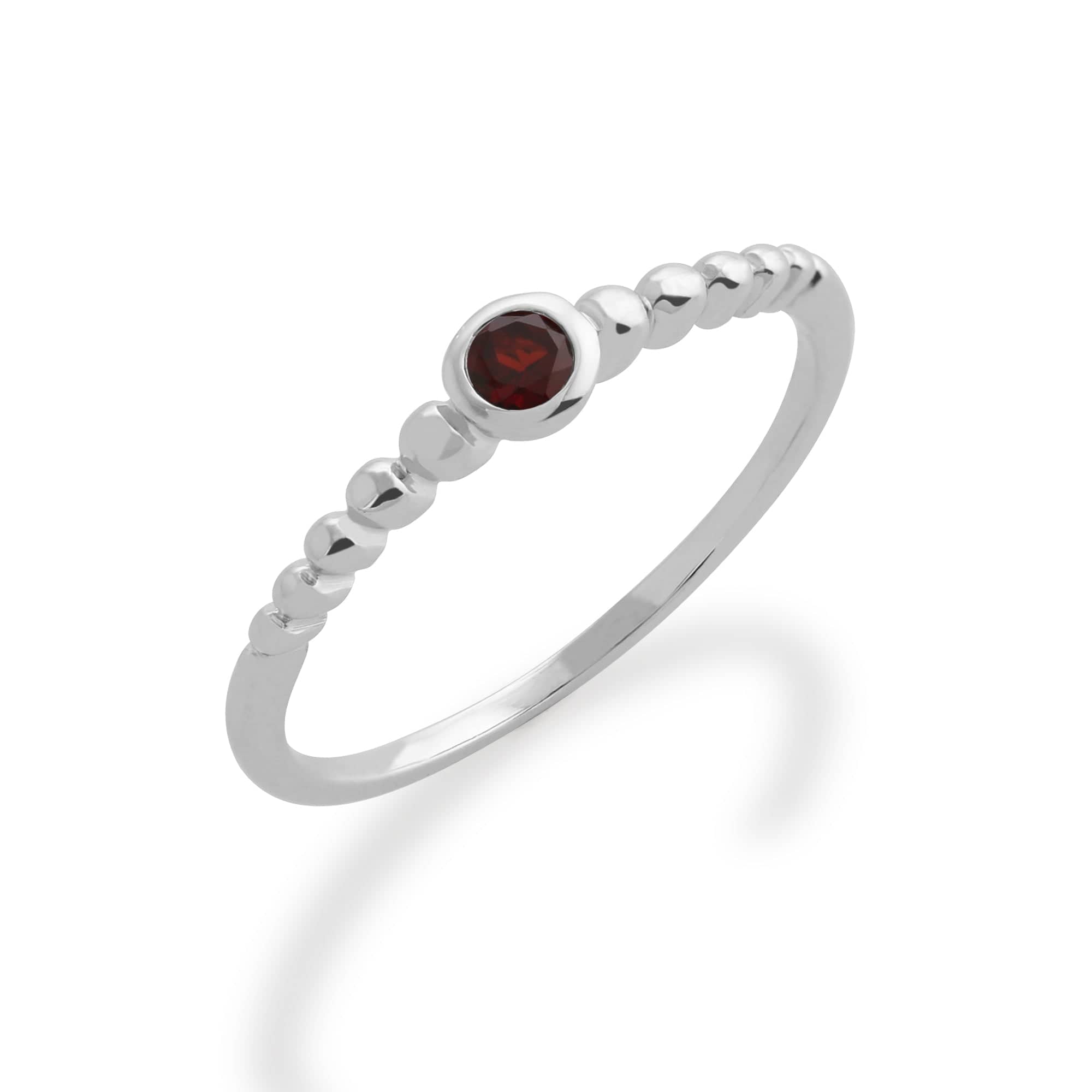 Essential Round Garnet Bezel Set Stack Ring in 925 Sterling Silver - Gemondo