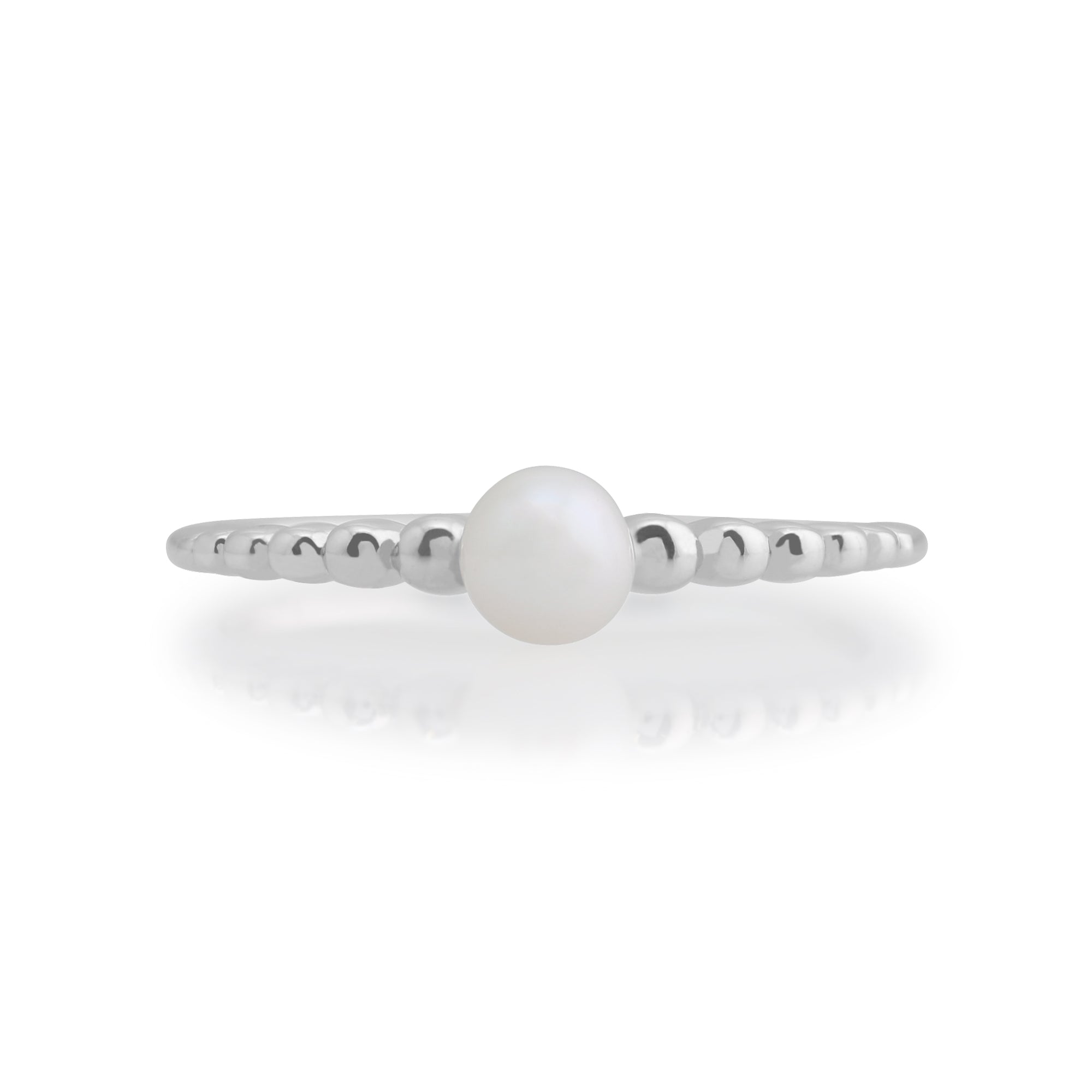 Essential Round Pearl Stack Ring in 925 Sterling Silver - Gemondo