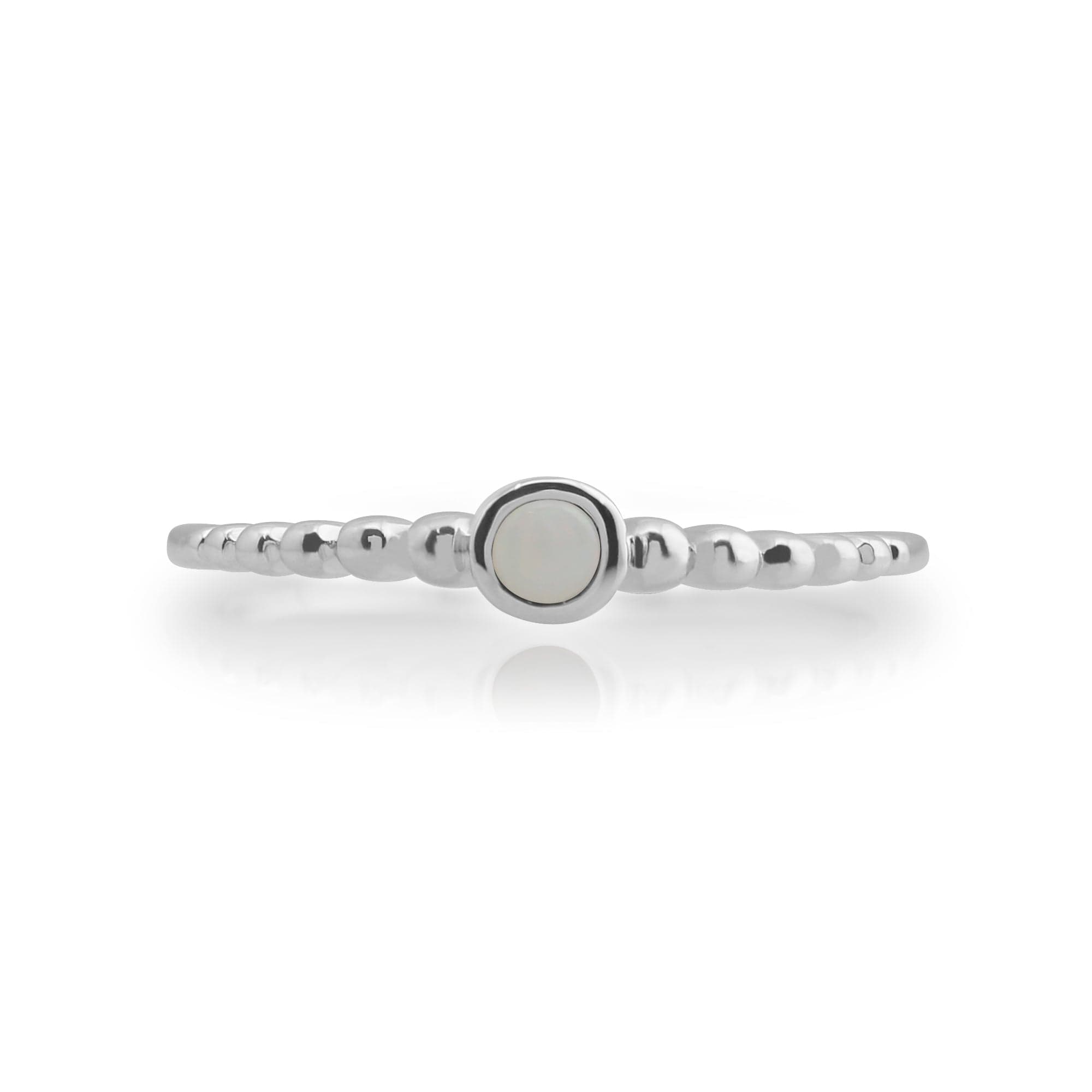 271R019901925 Essential Round Opal Bezel Set Stack Ring in 925 Sterling Silver 2