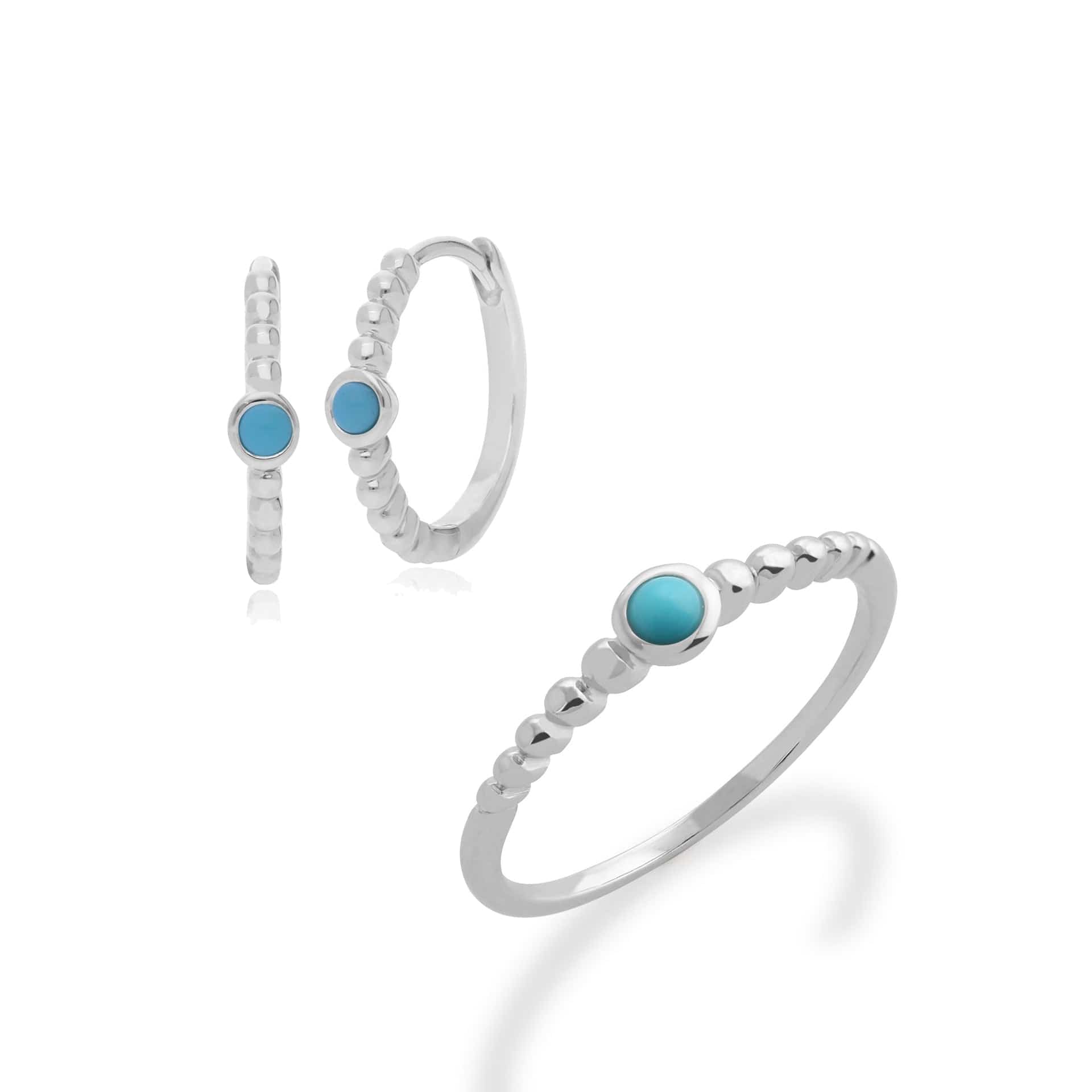 271E018701925-271R021101925 Essential Round Turquoise Hoop Earrings & Ring Set in 925 Sterling Silver 1