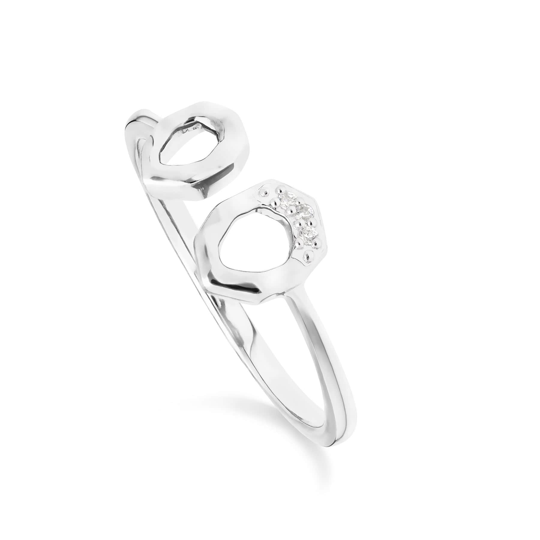 Diamond Asymmetric Open Ring in White Gold