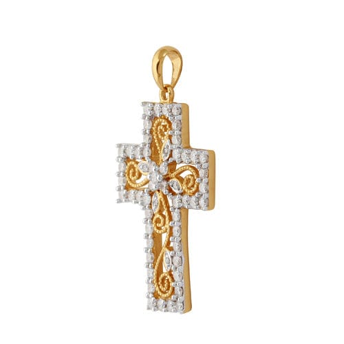 18ct Yellow Gold Diamond Cross Necklace Image 2