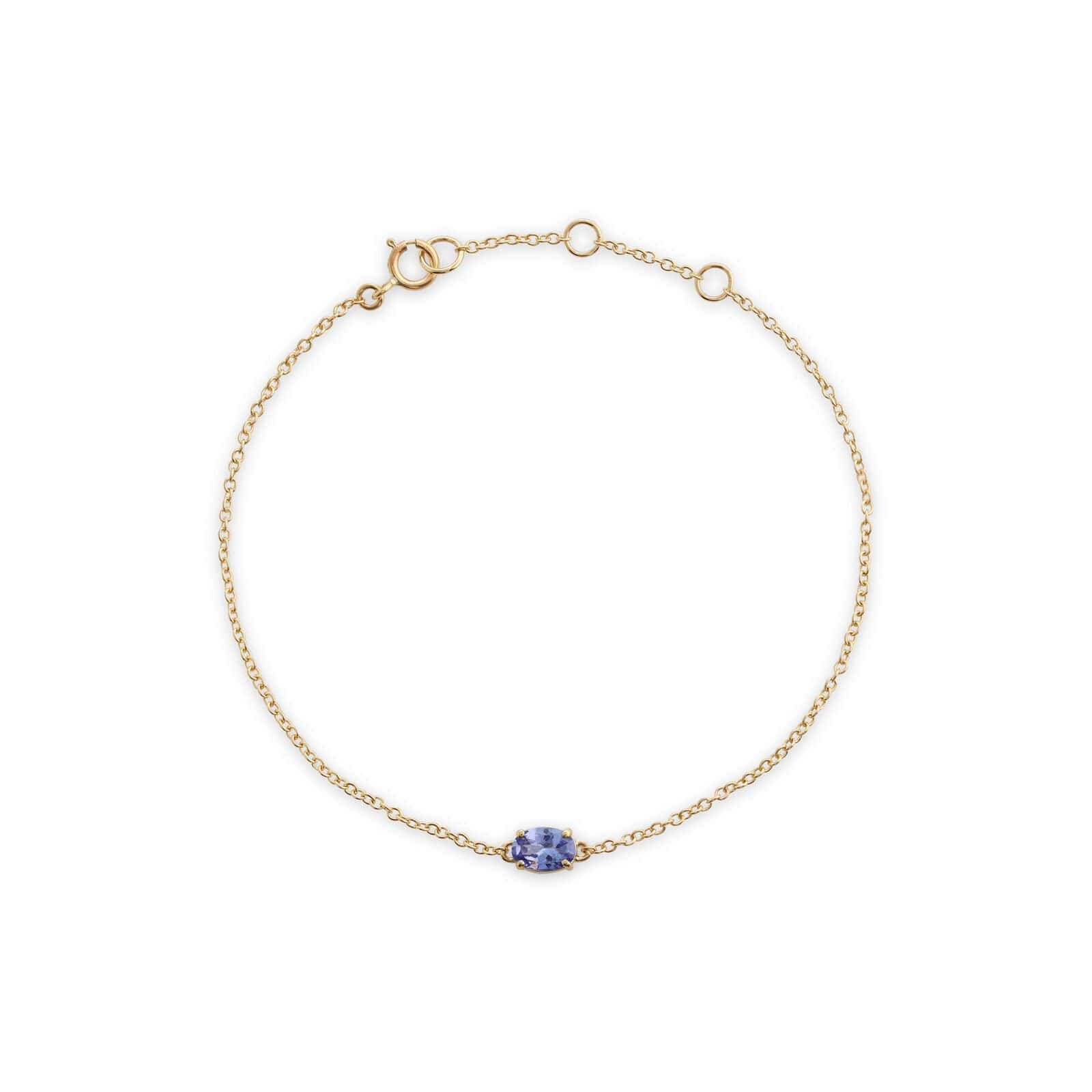 135L0220089 Classic Oval Tanzanite Single Stone Bracelet in 9ct Yellow Gold 2