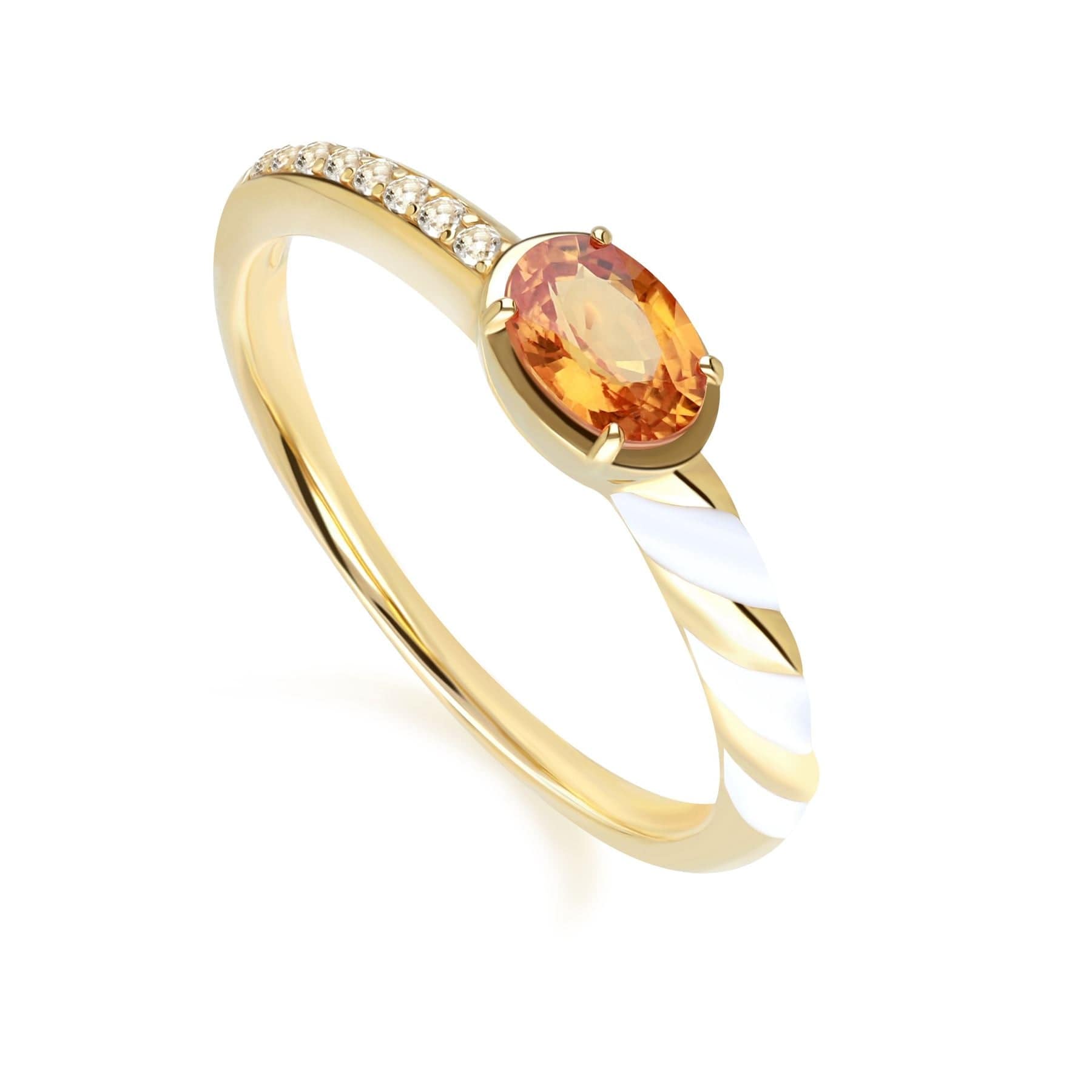 Gemondo Siberian Waltz White Topaz & Orange Sapphire Ring in 9ct Gold