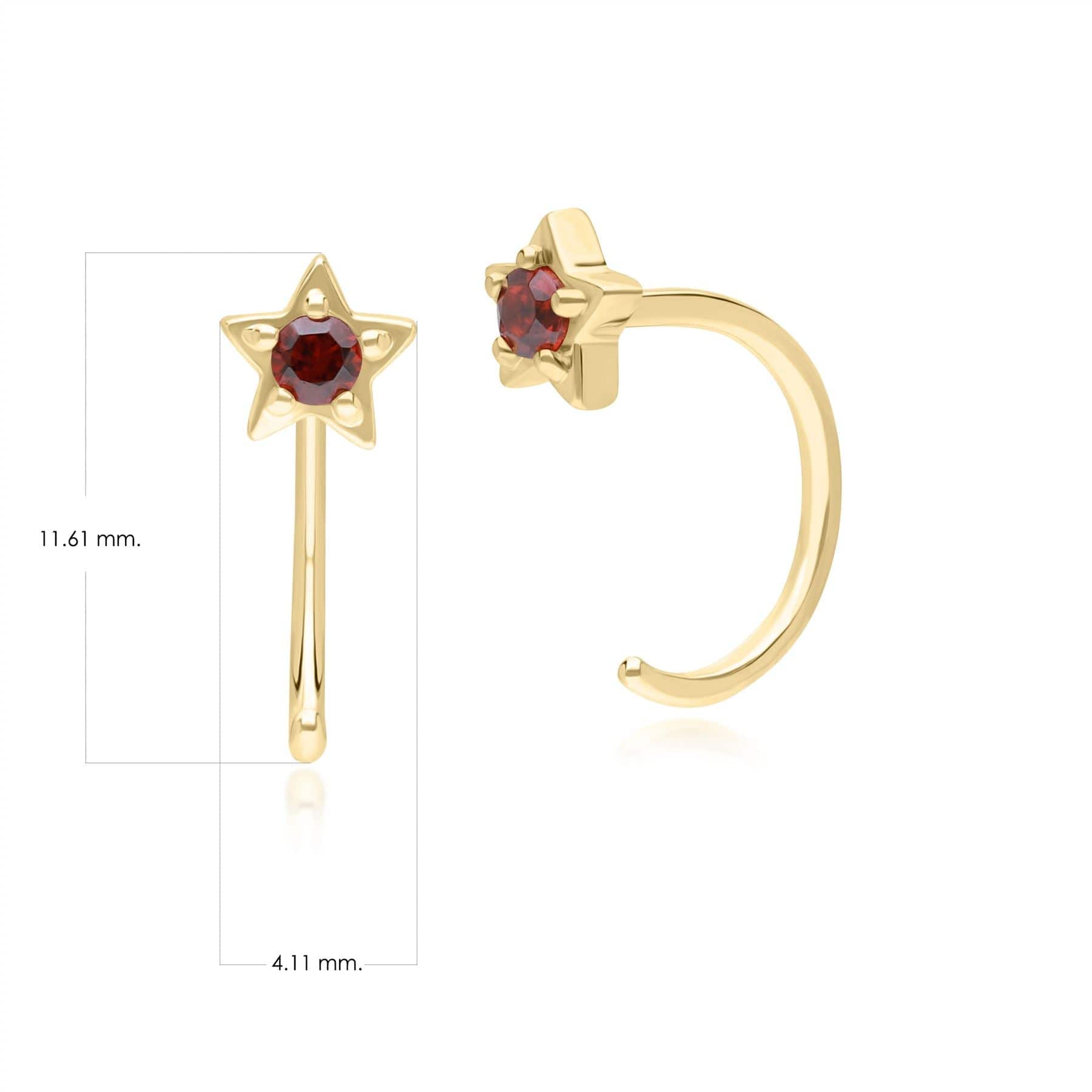 Modern Classic Garnet Pull Through Hoop Earrings in 9ct Yellow Gold - Gemondo