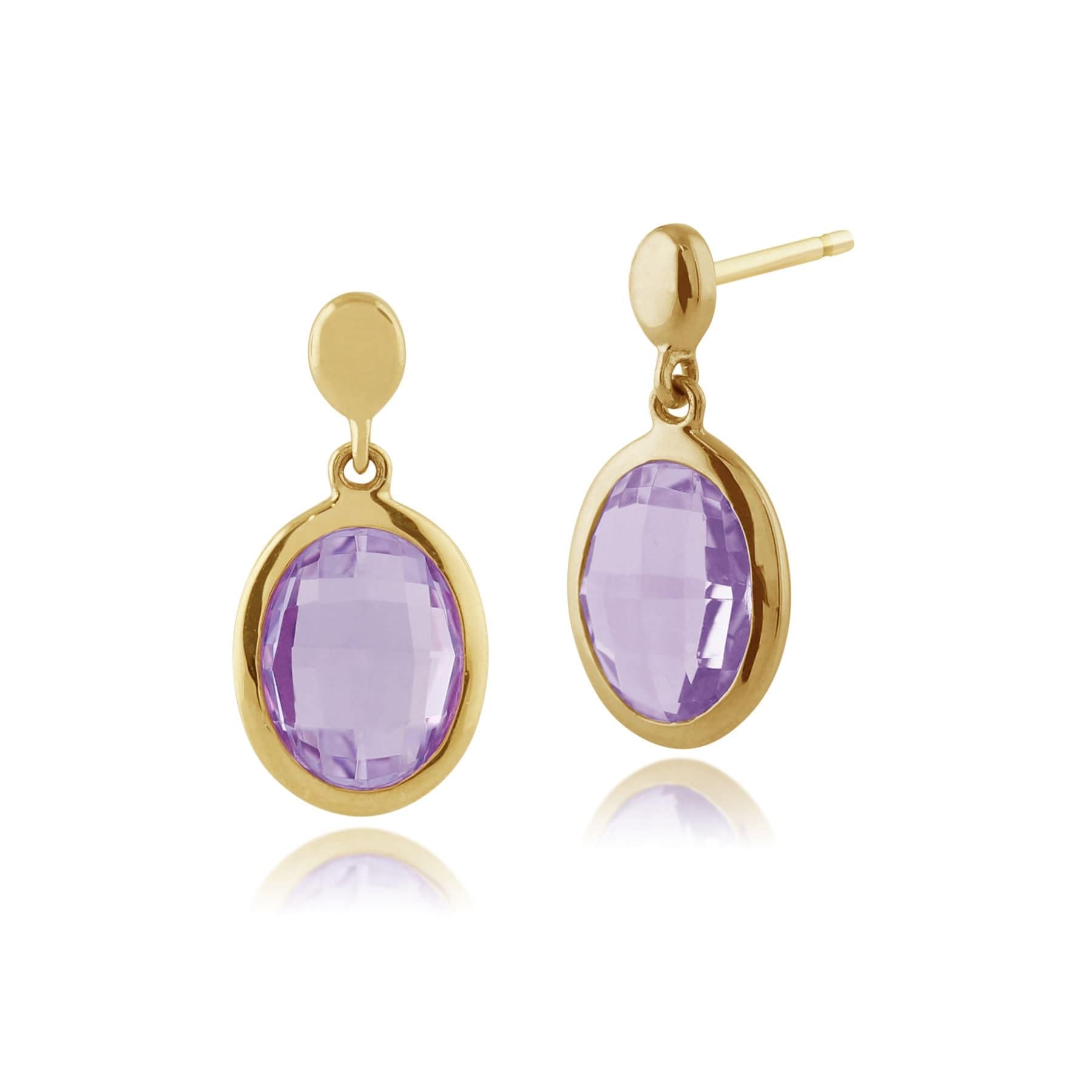 135E1096019 Gemondo 9ct Yellow Gold 2.22ct Purple Amethyst Drop Earrings 1