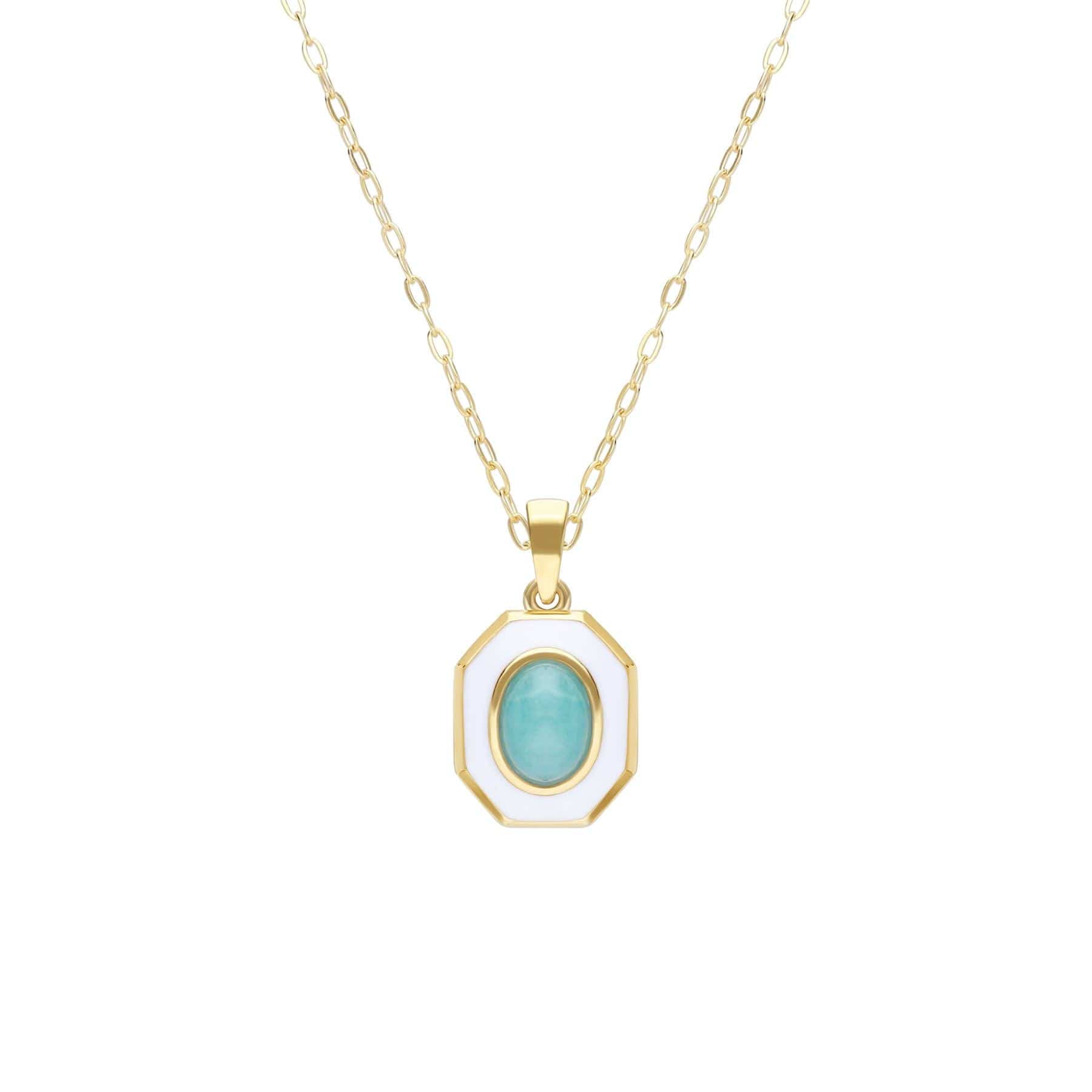 271P018501925 Siberian Waltz White Enamel & Amazonite Pendant Necklace in Sterling Silver 1