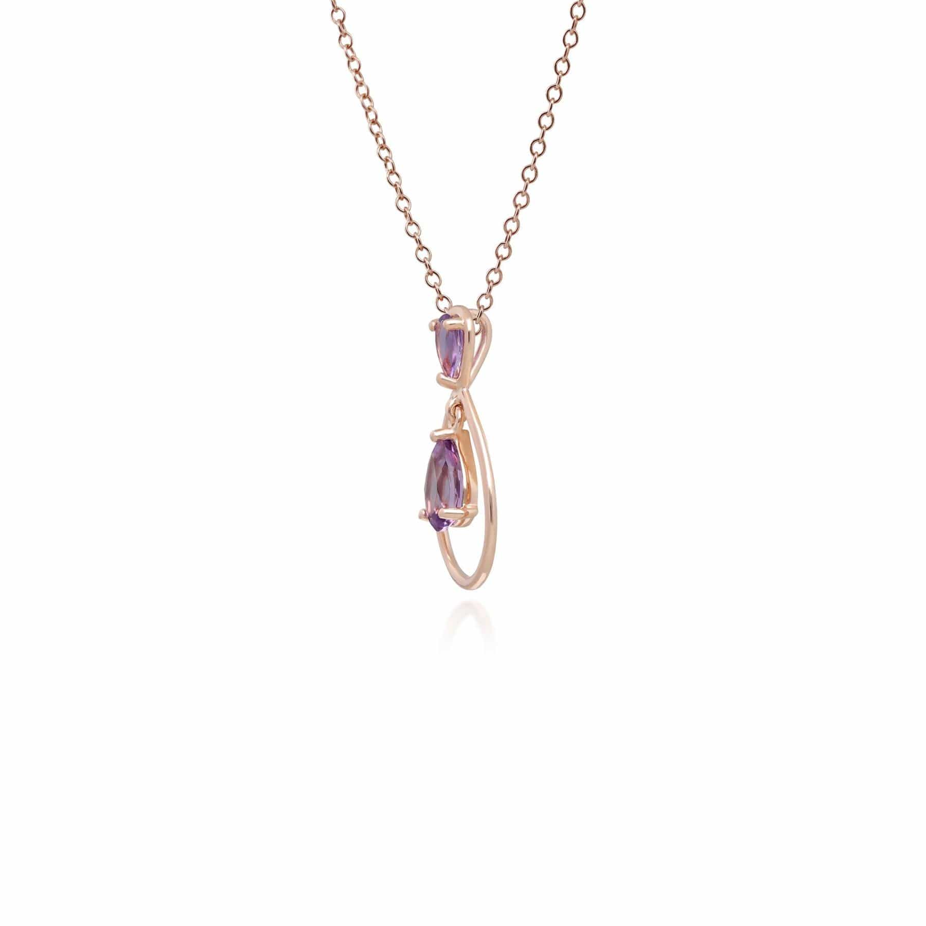 Classic Pear Cut Amethyst Drop Pendant in 9ct Rose Gold - Gemondo