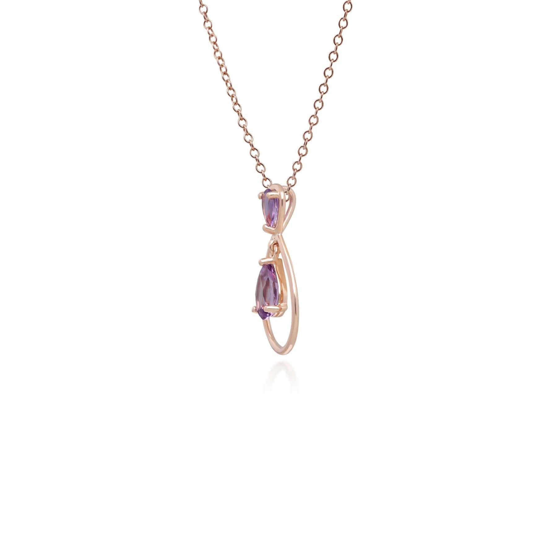 123P0785019 Classic Pear Cut Amethyst Drop Pendant in 9ct Rose Gold 2