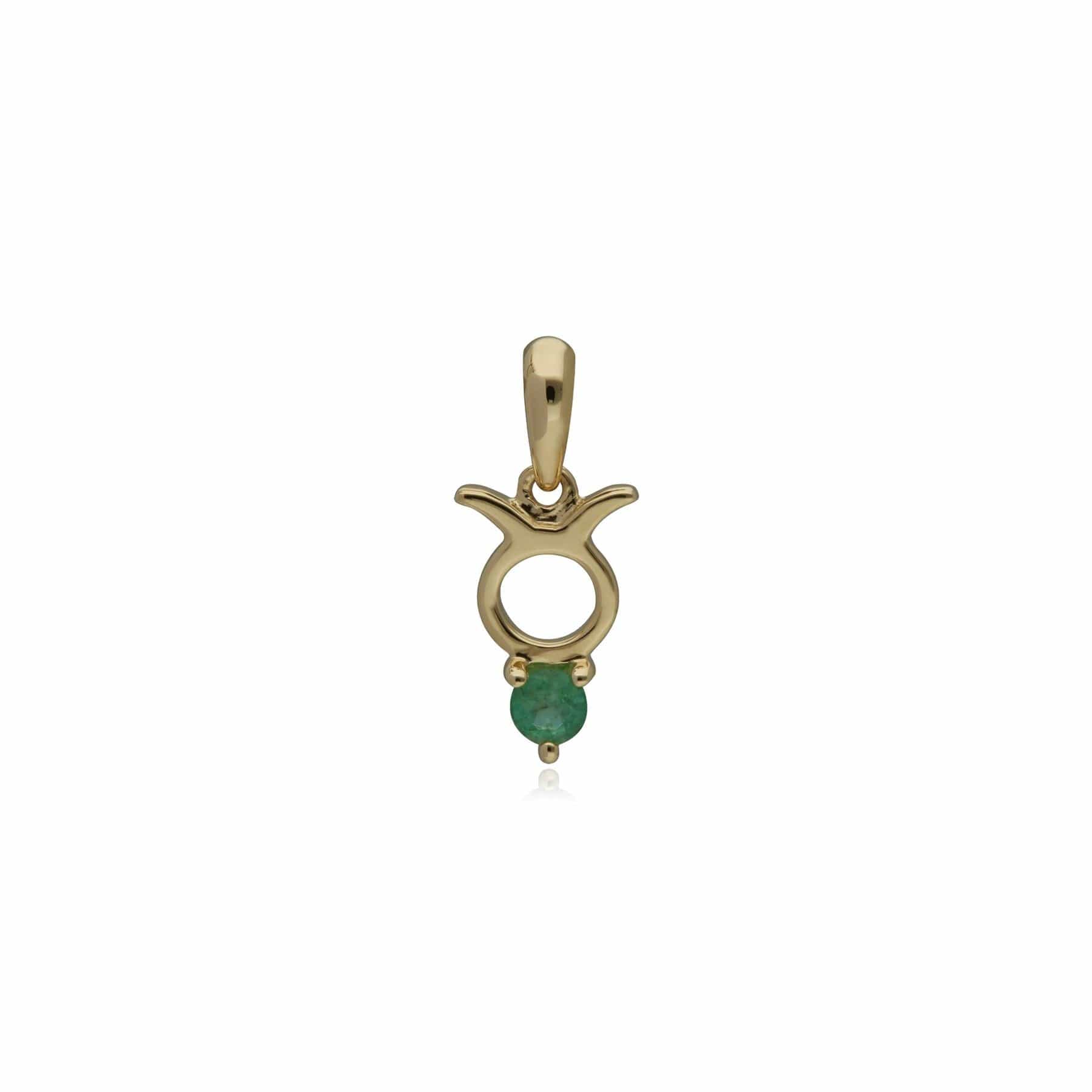 135P1996019 Emerald Taurus Zodiac Charm Necklace in 9ct Yellow Gold 3