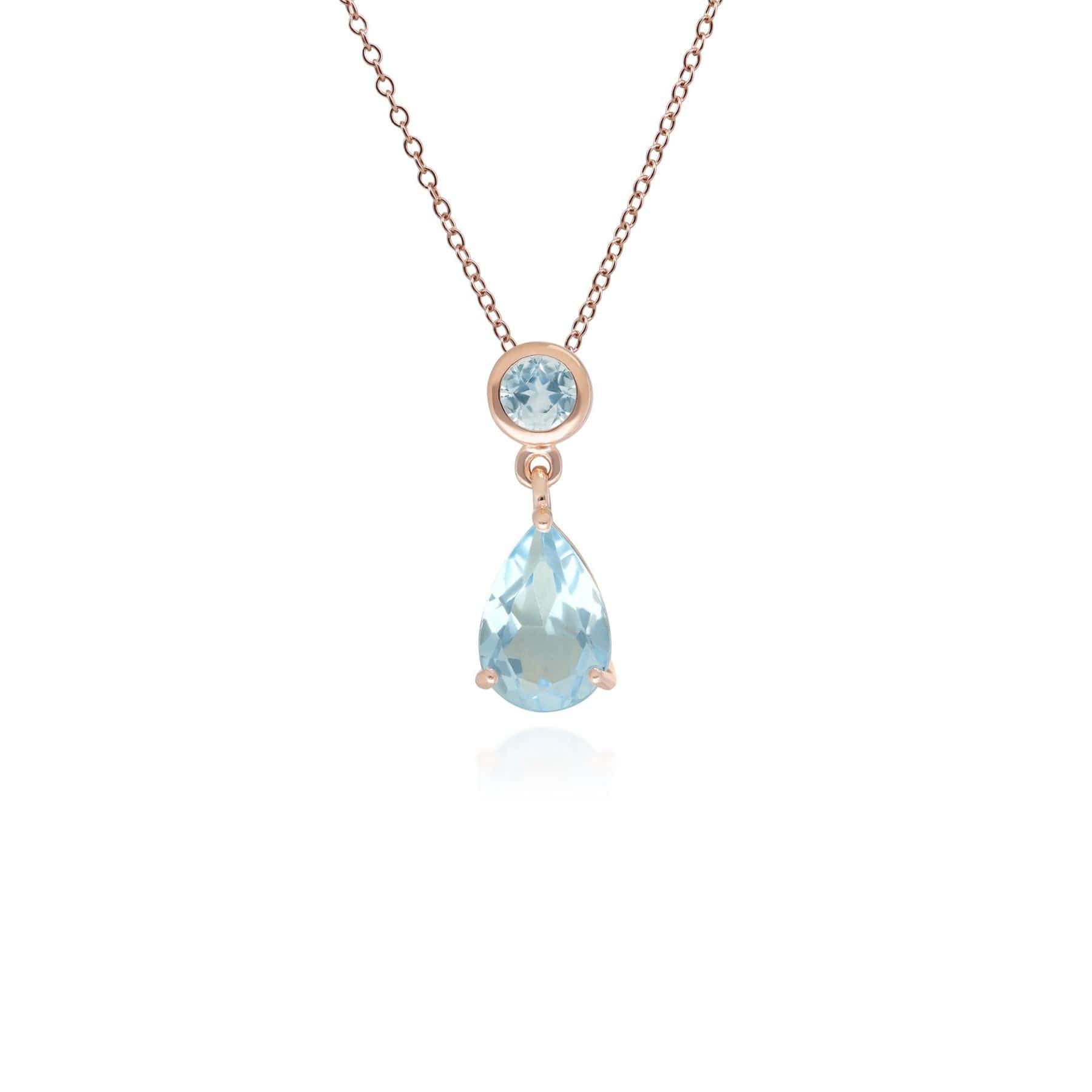 186P0200039 Classic Pear Blue Topaz Drop Pendant in 9ct Rose Gold 1